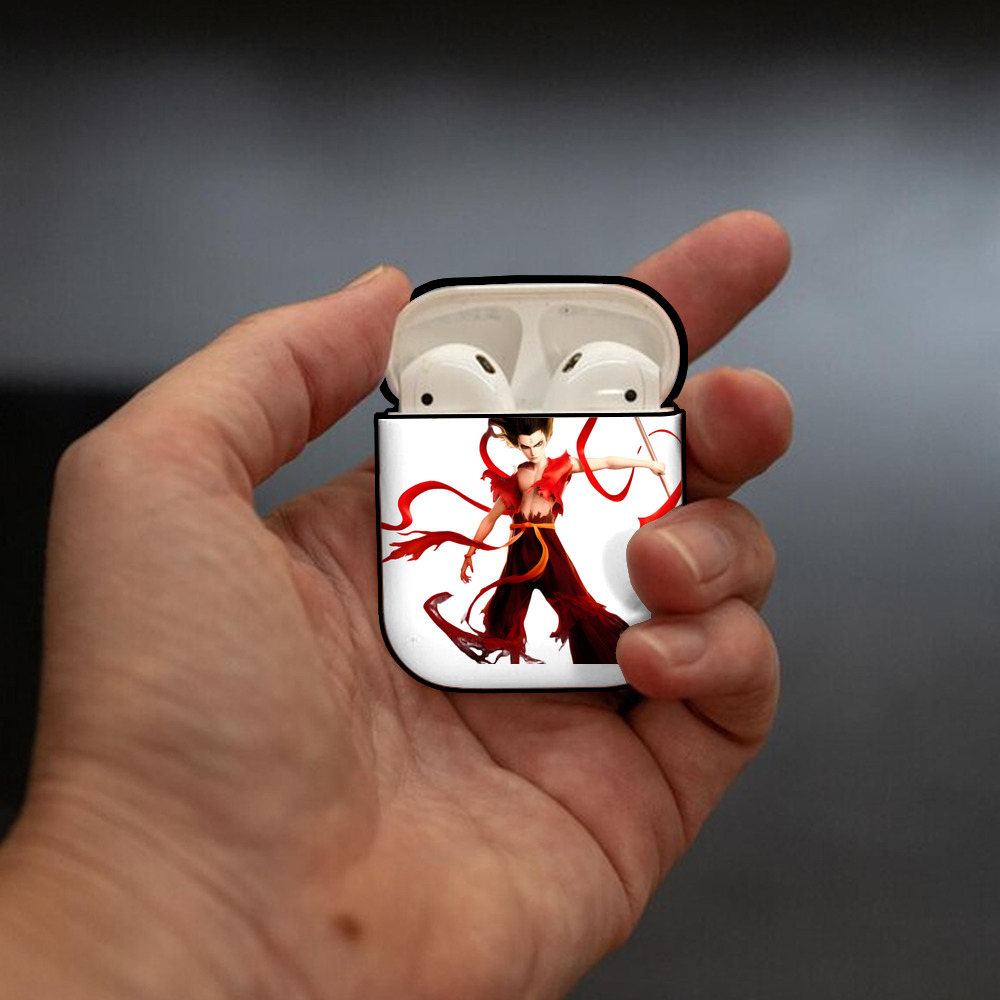 Ne Zha 2 ナタ 魔童の大暴れ AirPods 第2世代保護ケース ハードシェル ブラック 耐衝撃・防指紋・カラビナ付き