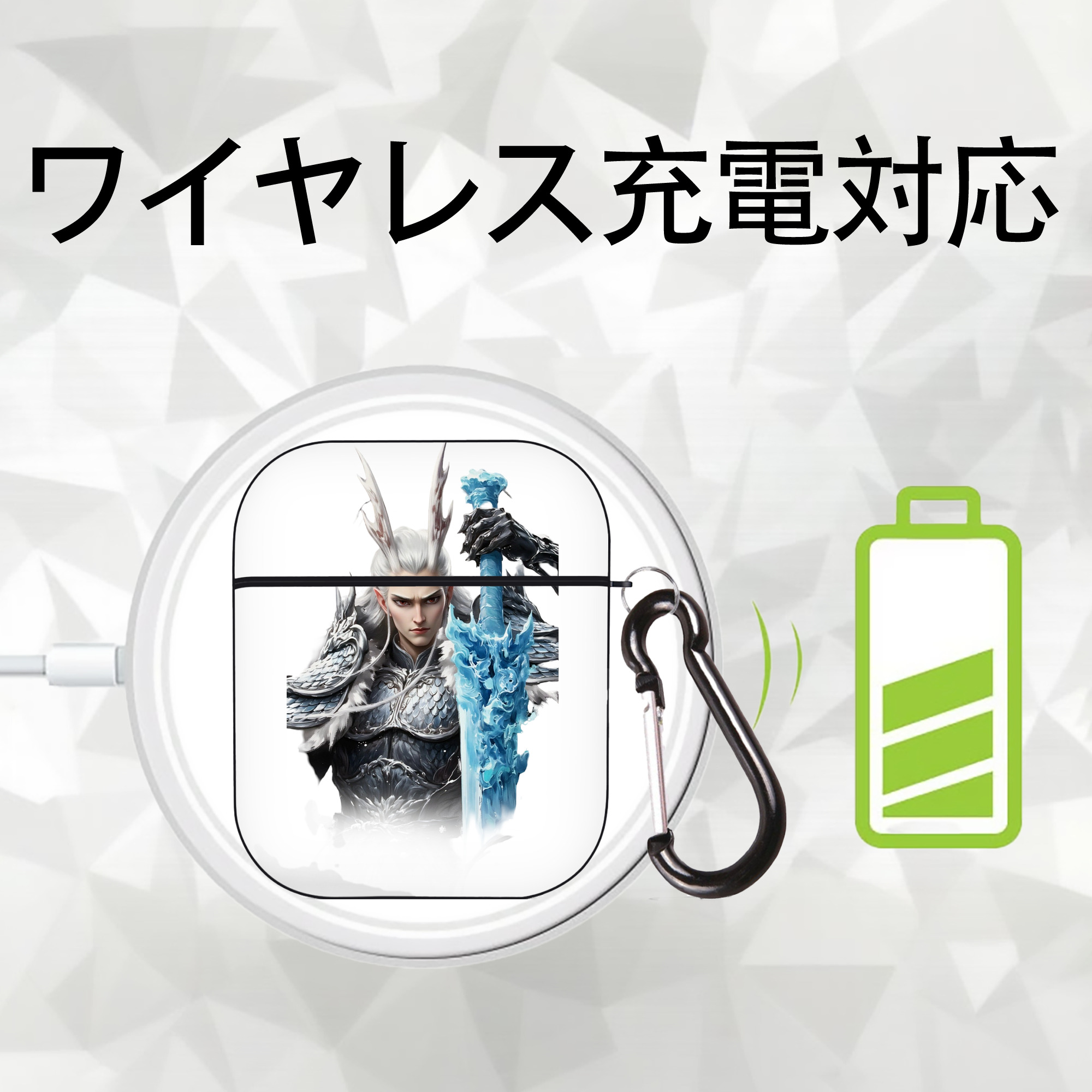 Ne Zha 2 ナタ 魔童の大暴れ AirPods 第2世代保護ケース ハードシェル ブラック 耐衝撃・防指紋・カラビナ付き