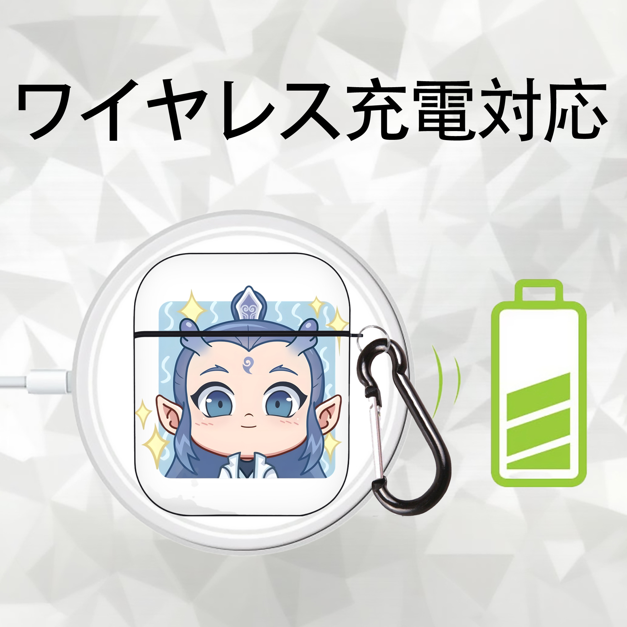Ne Zha 2 ナタ 魔童の大暴れ AirPods 第2世代保護ケース ハードシェル ブラック 耐衝撃・防指紋・カラビナ付き