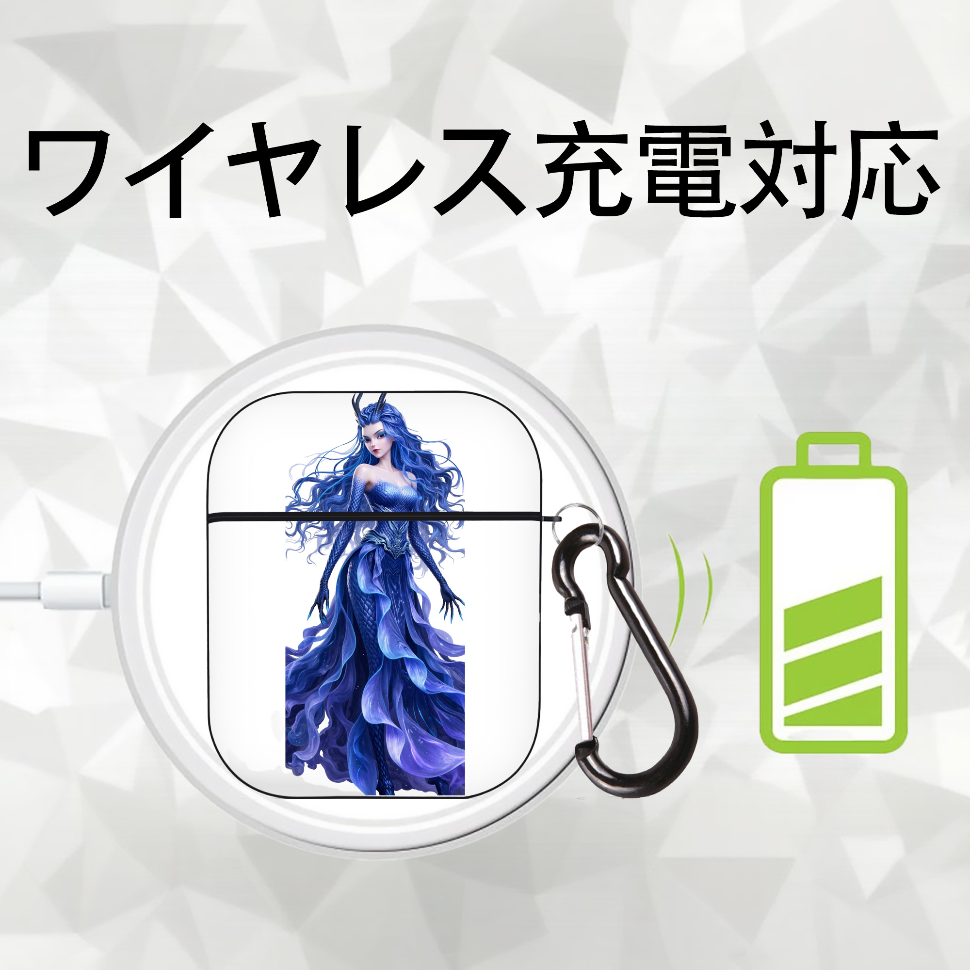 Ne Zha 2 ナタ 魔童の大暴れ AirPods 第2世代保護ケース ハードシェル ブラック 耐衝撃・防指紋・カラビナ付き