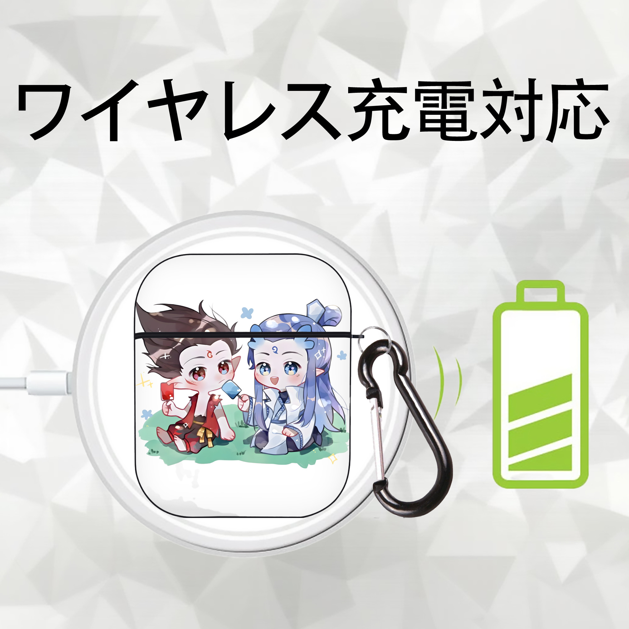 Ne Zha 2 ナタ 魔童の大暴れ AirPods 第2世代保護ケース ハードシェル ブラック 耐衝撃・防指紋・カラビナ付き