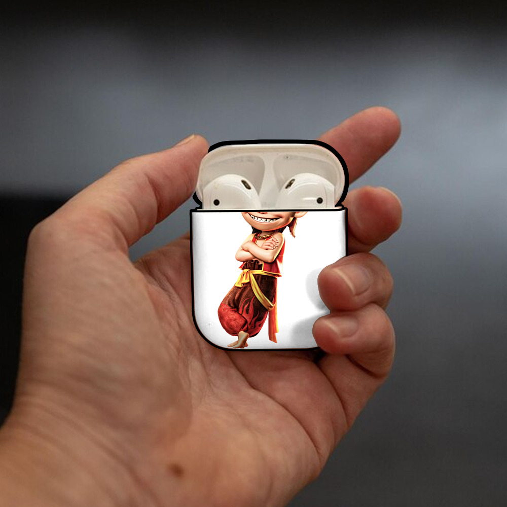 Ne Zha 2 ナタ 魔童の大暴れ AirPods 第2世代保護ケース ハードシェル ブラック 耐衝撃・防指紋・カラビナ付き
