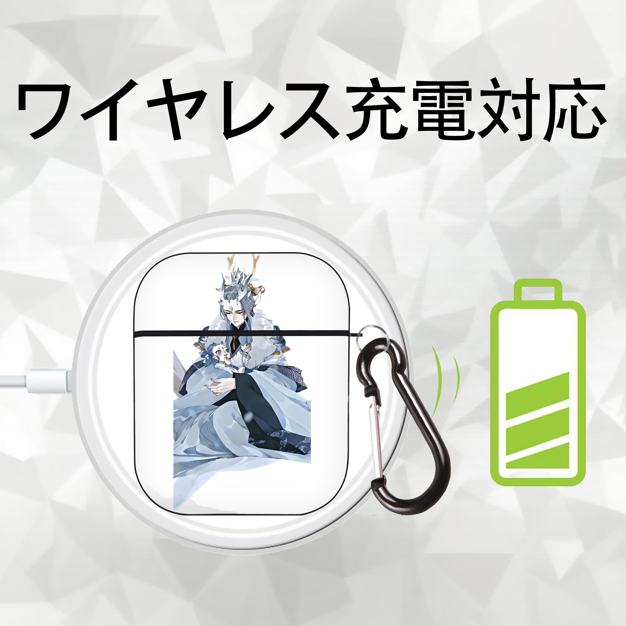 Ne Zha 2 ナタ 魔童の大暴れ AirPods 第2世代保護ケース ハードシェル ブラック 耐衝撃・防指紋・カラビナ付き