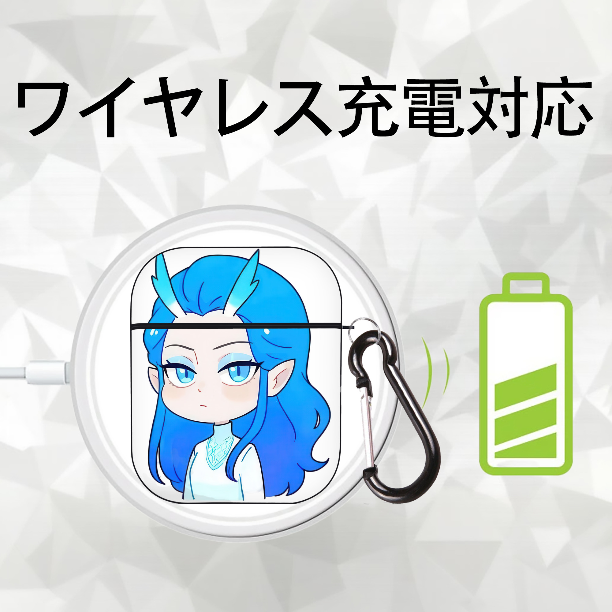 Ne Zha 2 ナタ 魔童の大暴れ AirPods 第2世代保護ケース ハードシェル ブラック 耐衝撃・防指紋・カラビナ付き