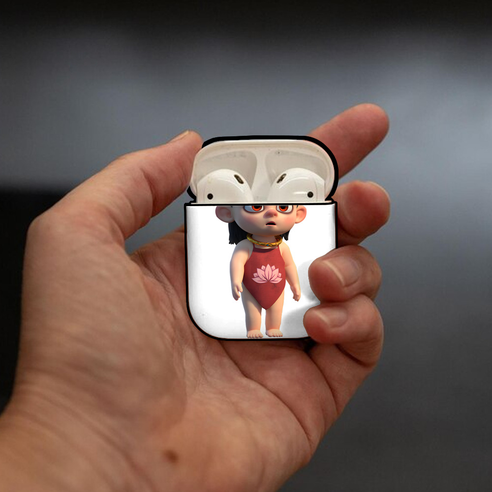 Ne Zha 2 ナタ 魔童の大暴れ AirPods 第2世代保護ケース ハードシェル ブラック 耐衝撃・防指紋・カラビナ付き
