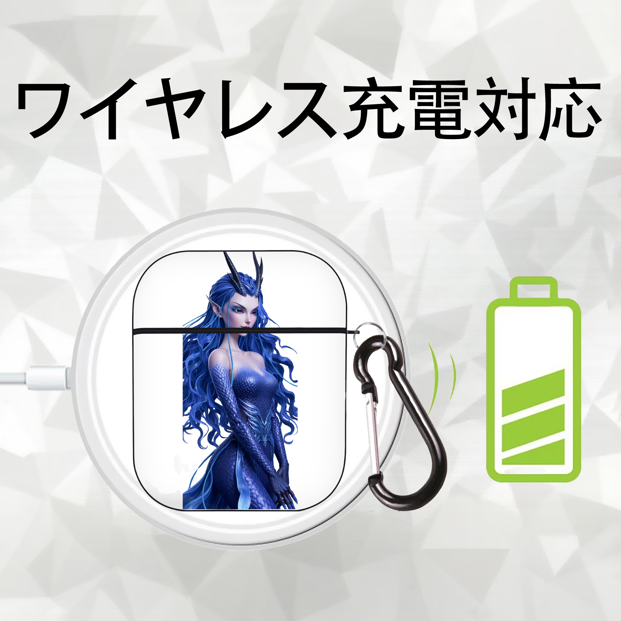Ne Zha 2 ナタ 魔童の大暴れ AirPods 第2世代保護ケース ハードシェル ブラック 耐衝撃・防指紋・カラビナ付き