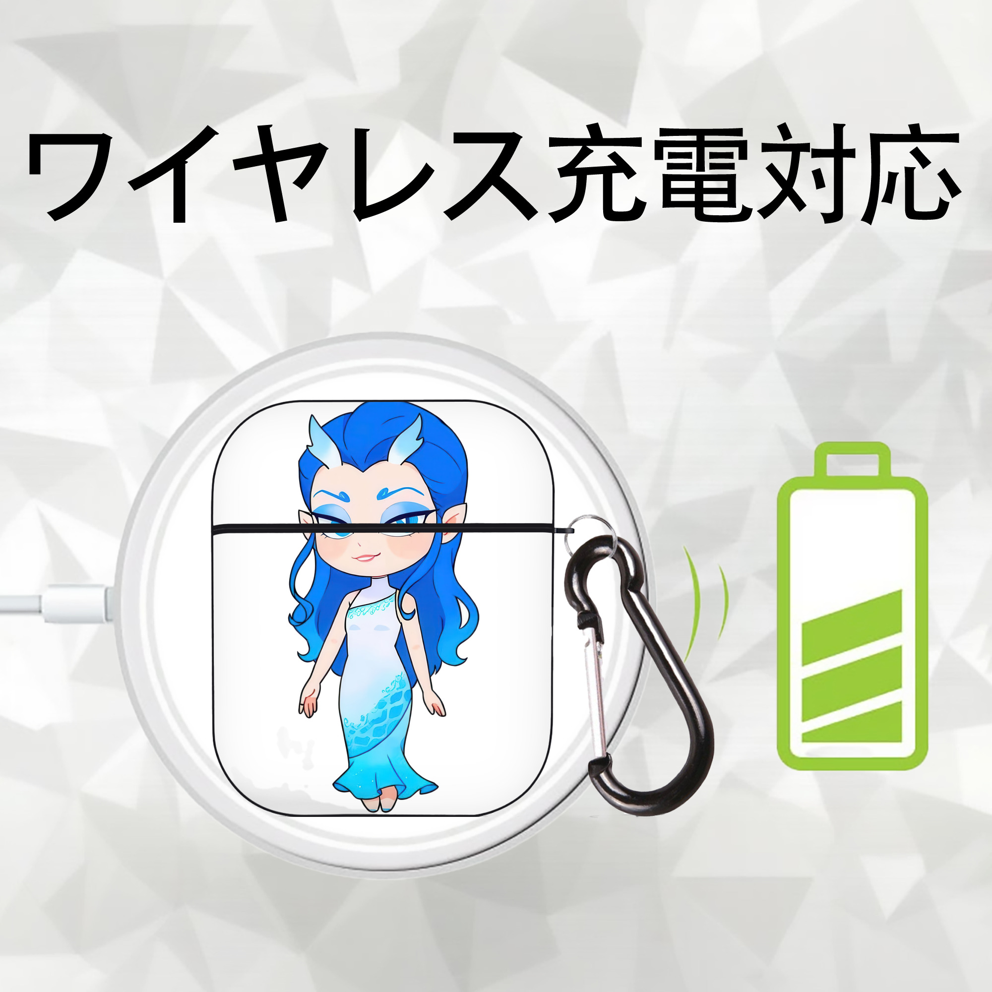 Ne Zha 2 ナタ 魔童の大暴れ AirPods 第2世代保護ケース ハードシェル ブラック 耐衝撃・防指紋・カラビナ付き