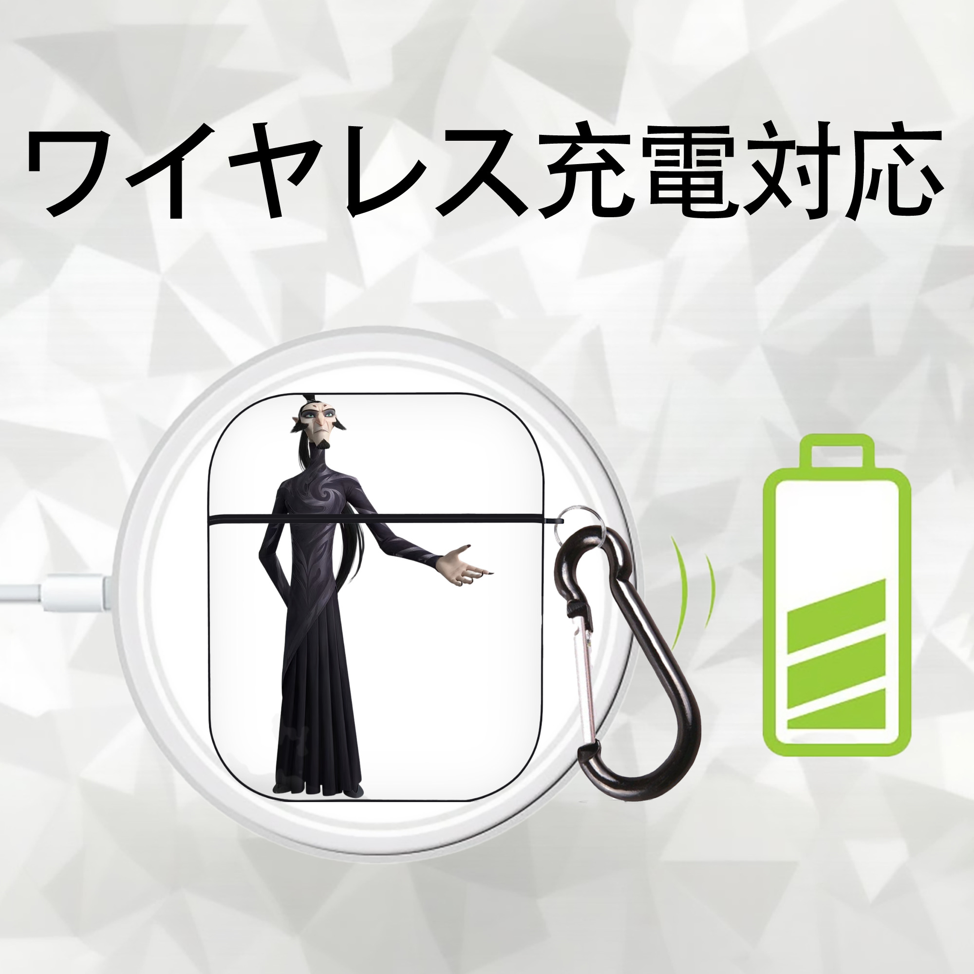 Ne Zha 2 ナタ 魔童の大暴れ AirPods 第2世代保護ケース ハードシェル ブラック 耐衝撃・防指紋・カラビナ付き