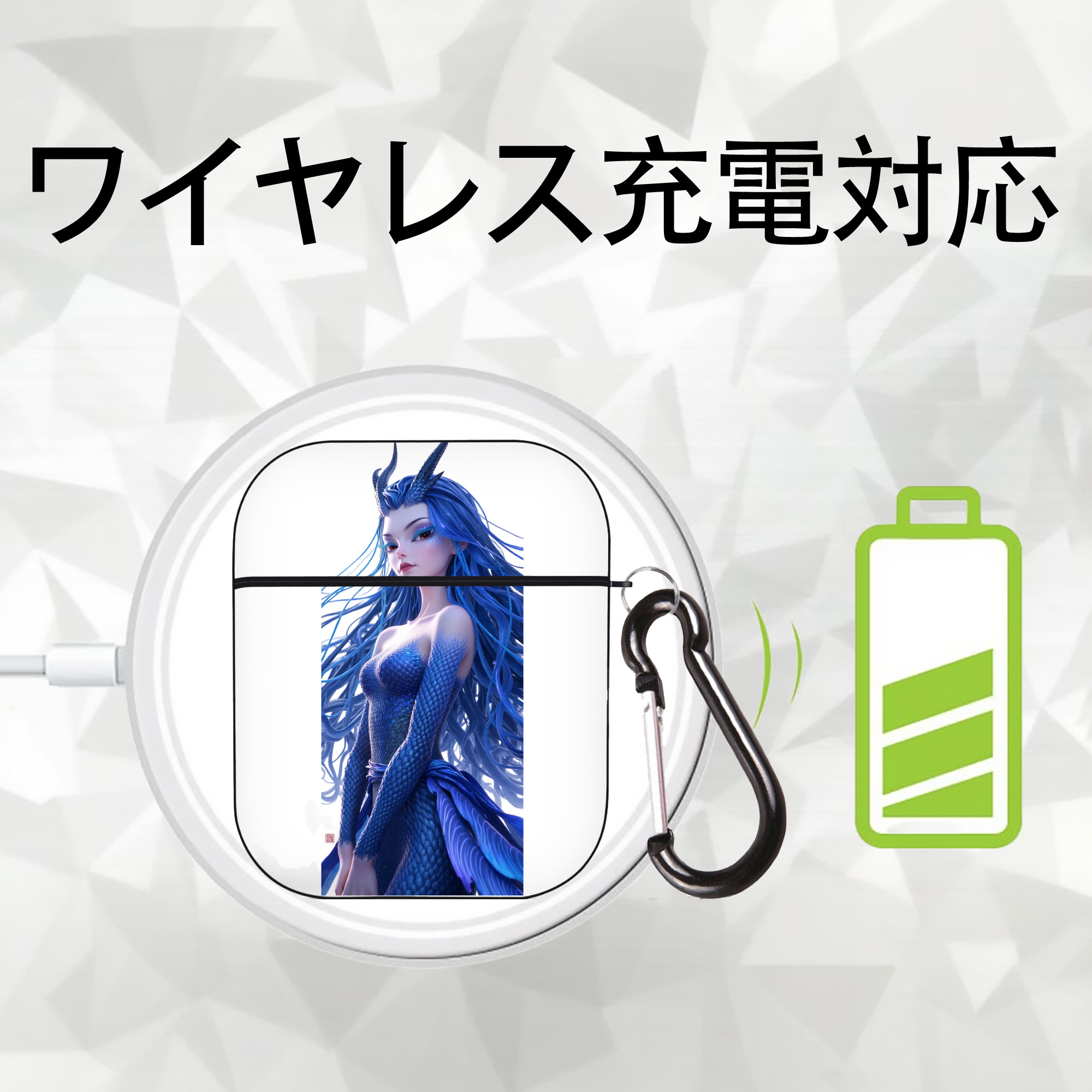 Ne Zha 2 ナタ 魔童の大暴れ AirPods 第2世代保護ケース ハードシェル ブラック 耐衝撃・防指紋・カラビナ付き
