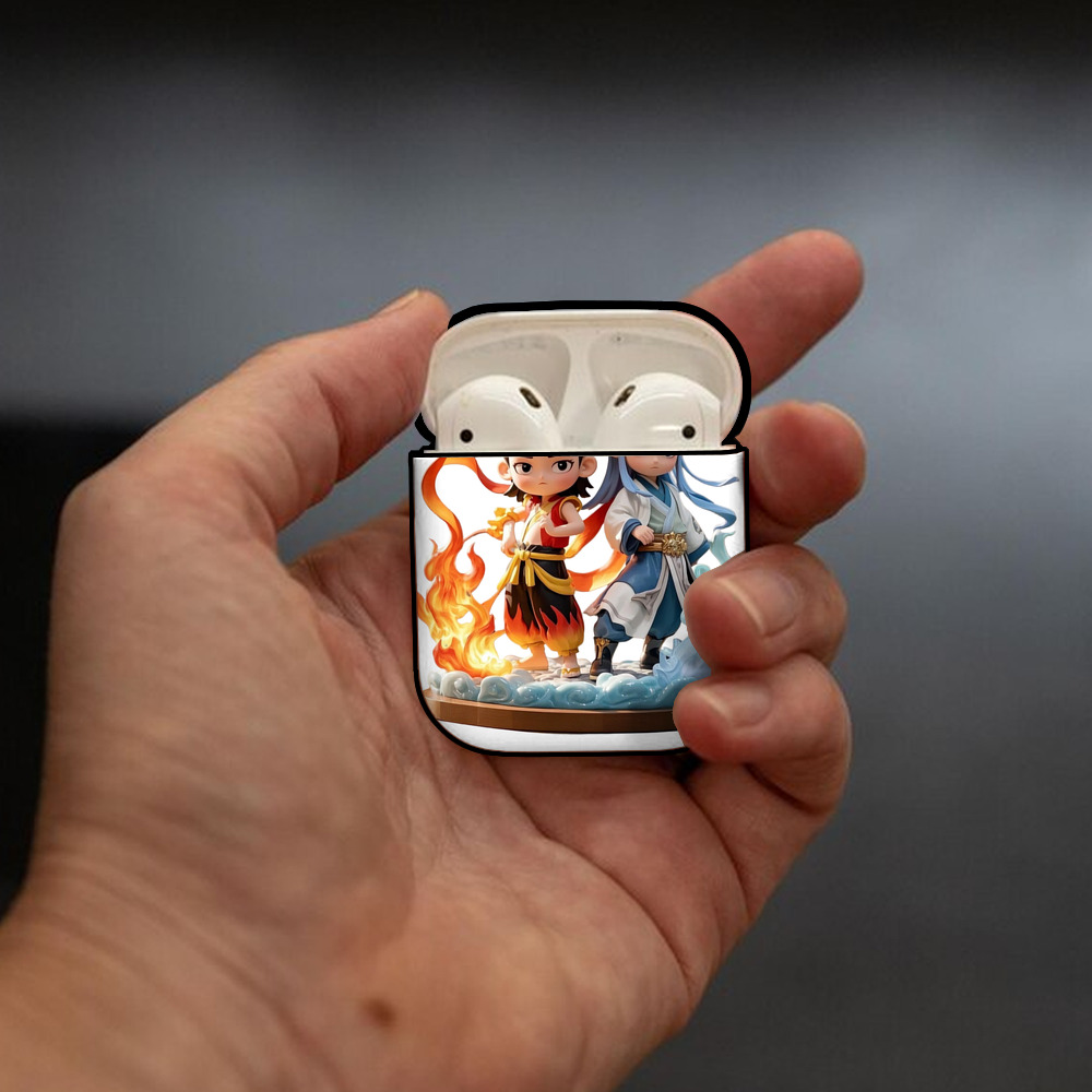 Ne Zha 2 ナタ 魔童の大暴れ AirPods 第2世代保護ケース ハードシェル ブラック 耐衝撃・防指紋・カラビナ付き
