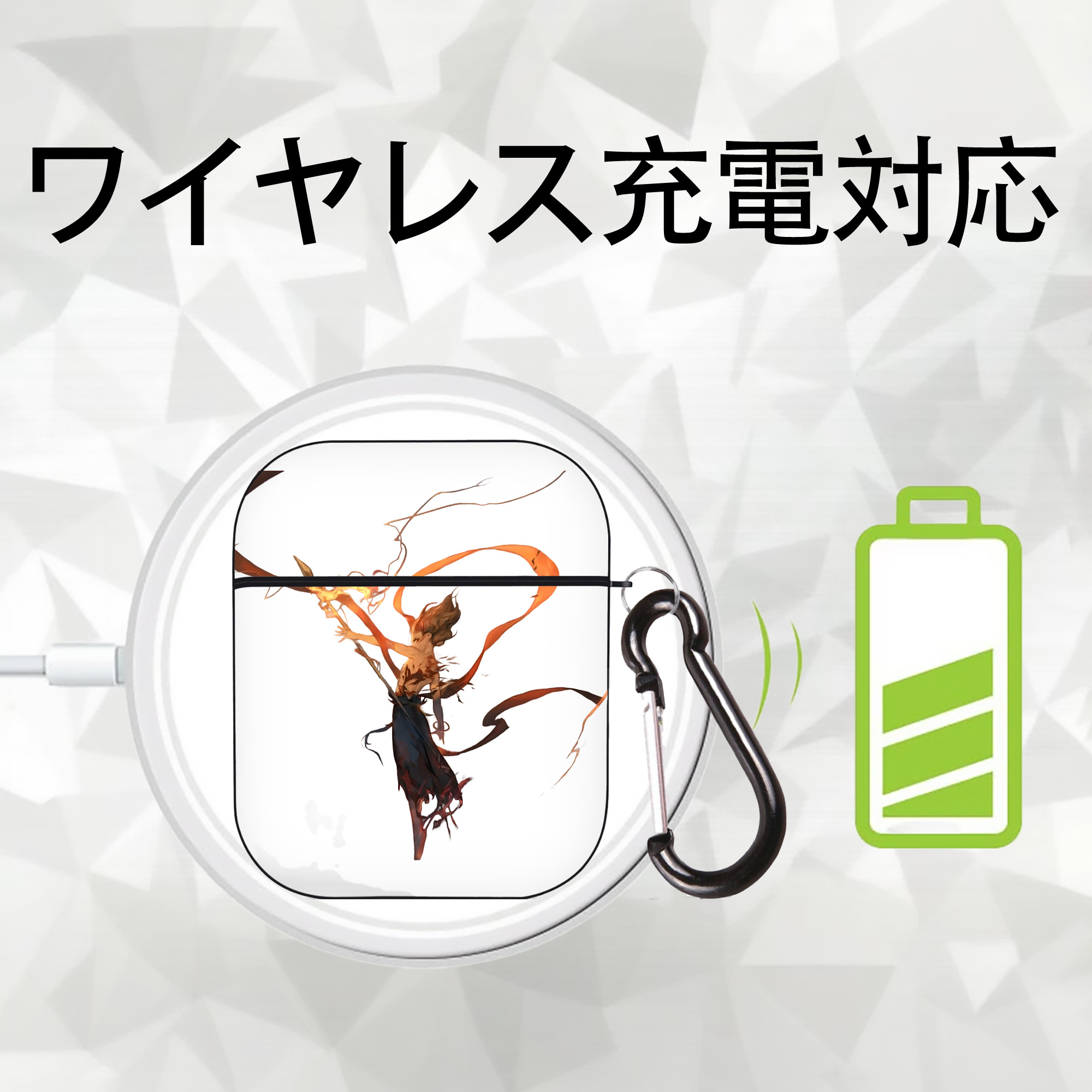 Ne Zha 2 ナタ 魔童の大暴れ AirPods 第2世代保護ケース ハードシェル ブラック 耐衝撃・防指紋・カラビナ付き