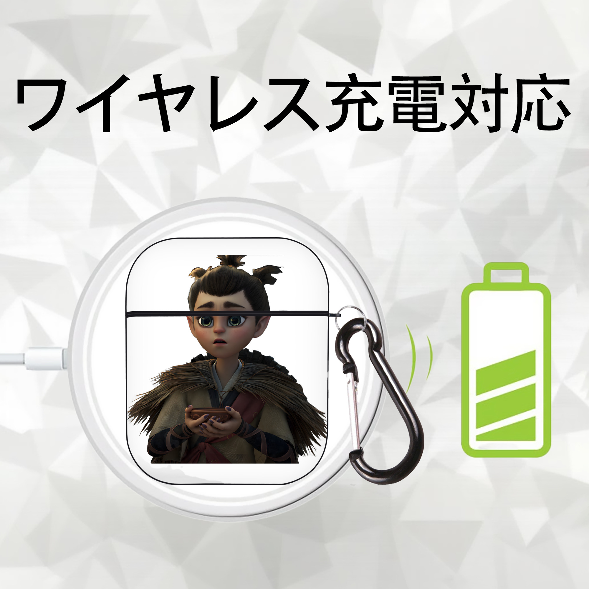 Ne Zha 2 ナタ 魔童の大暴れ AirPods 第2世代保護ケース ハードシェル ブラック 耐衝撃・防指紋・カラビナ付き