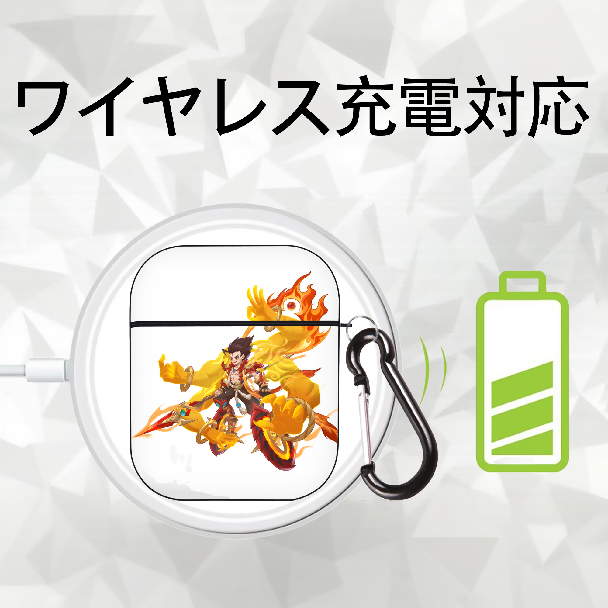 Ne Zha 2 ナタ 魔童の大暴れ AirPods 第2世代保護ケース ハードシェル ブラック 耐衝撃・防指紋・カラビナ付き