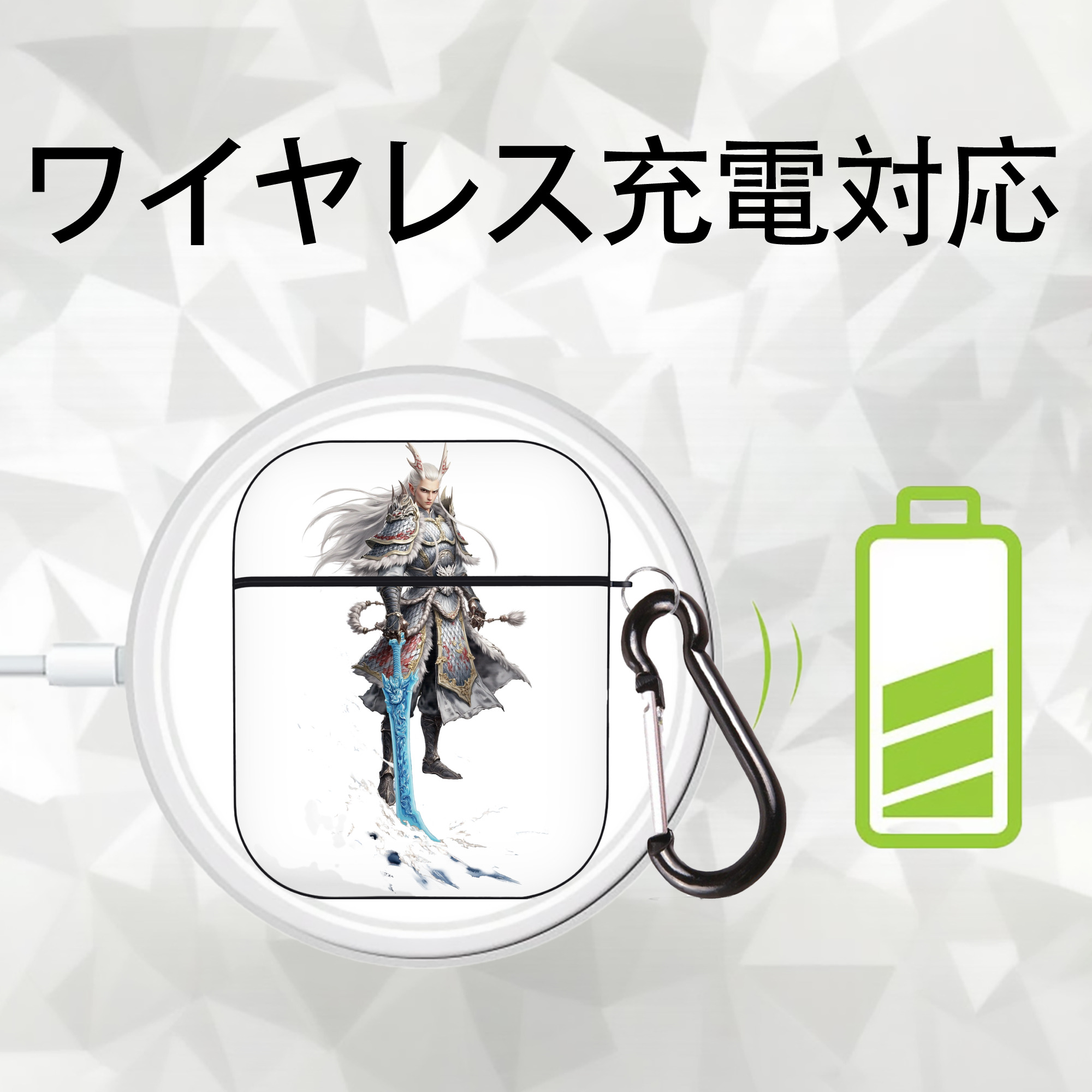 Ne Zha 2 ナタ 魔童の大暴れ AirPods 第2世代保護ケース ハードシェル ブラック 耐衝撃・防指紋・カラビナ付き