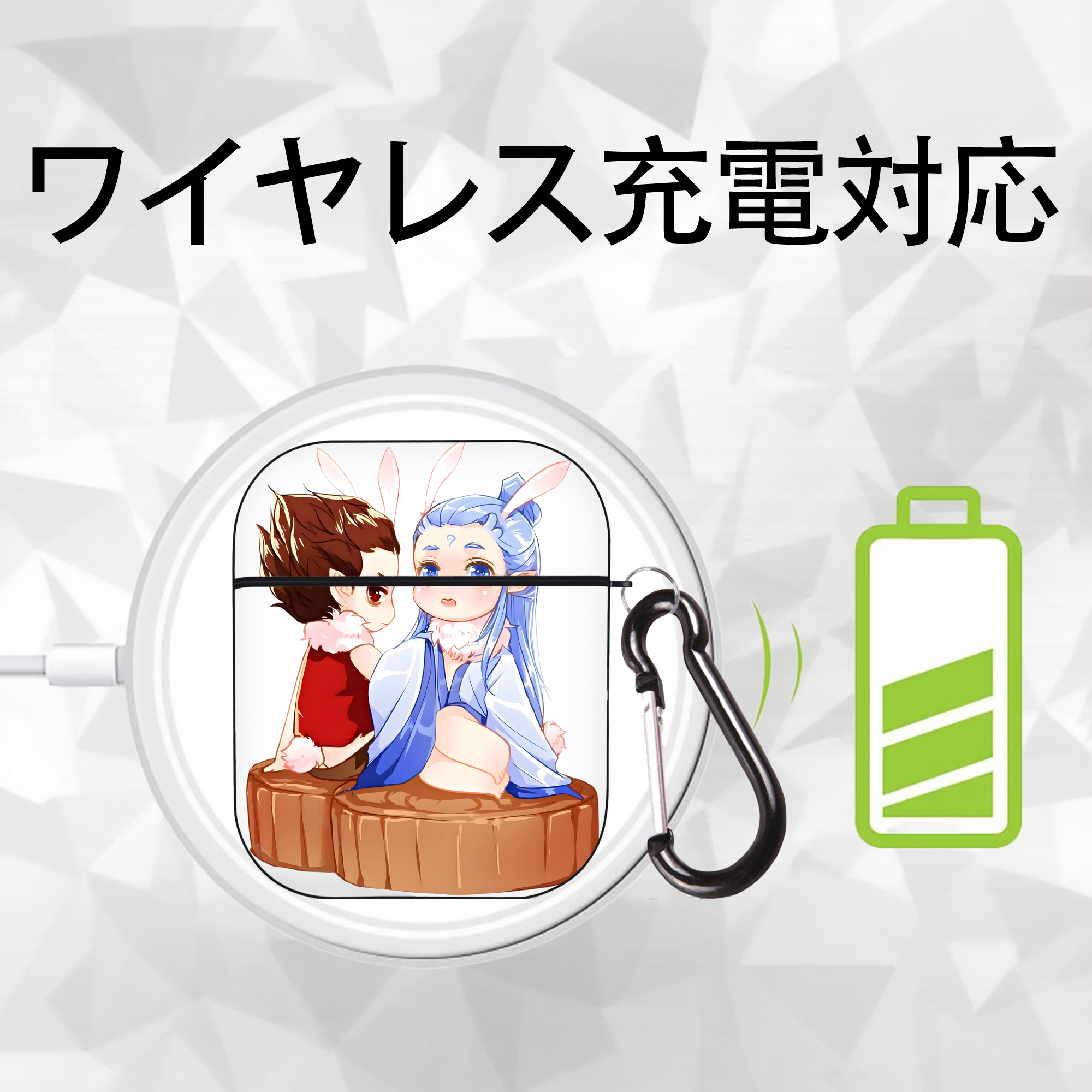 Ne Zha 2 ナタ 魔童の大暴れ AirPods 第2世代保護ケース ハードシェル ブラック 耐衝撃・防指紋・カラビナ付き