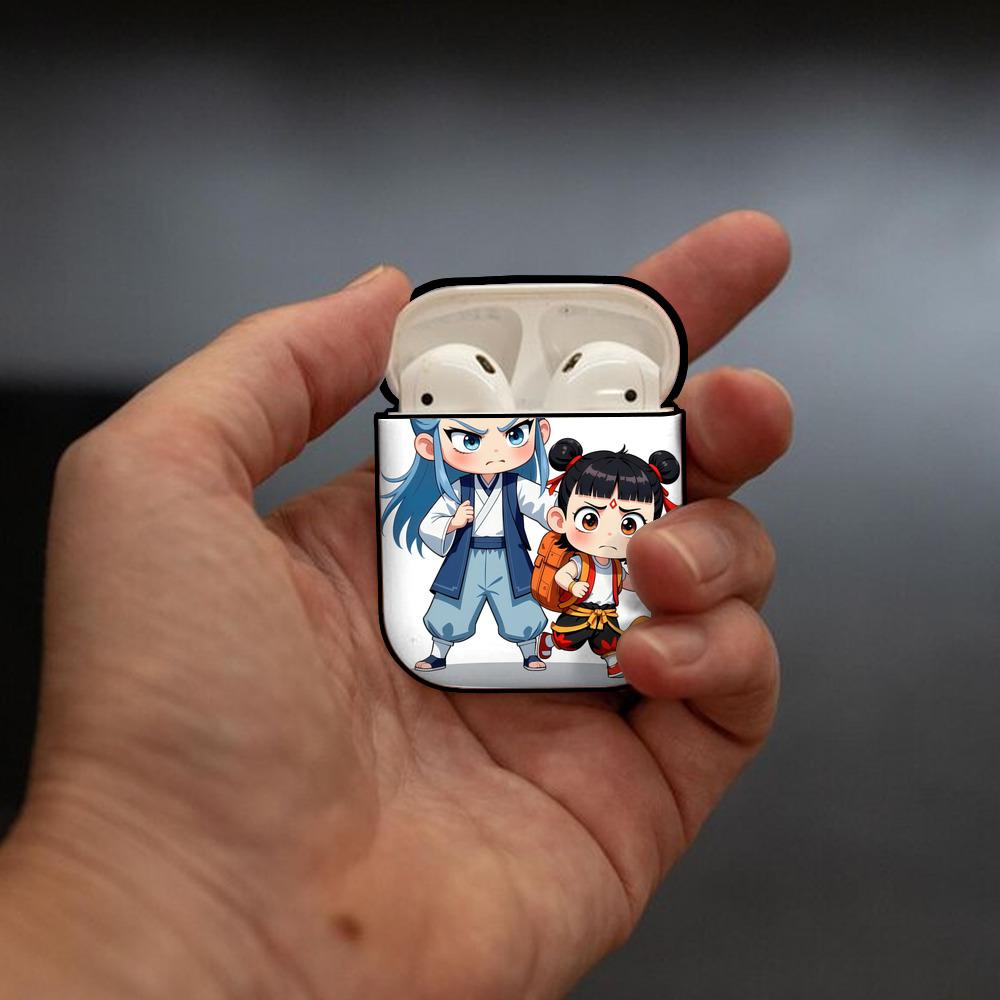 Ne Zha 2 ナタ 魔童の大暴れ AirPods 第2世代保護ケース ハードシェル ブラック 耐衝撃・防指紋・カラビナ付き