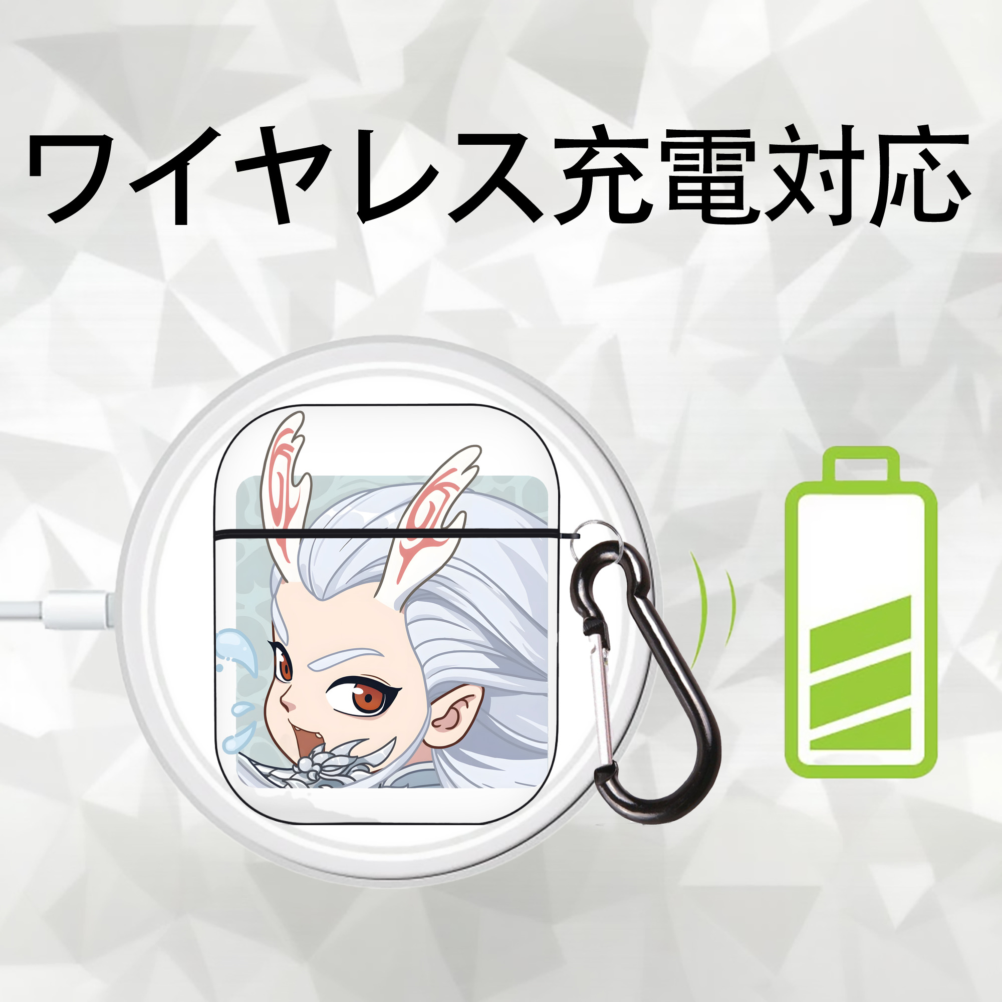Ne Zha 2 ナタ 魔童の大暴れ AirPods 第2世代保護ケース ハードシェル ブラック 耐衝撃・防指紋・カラビナ付き