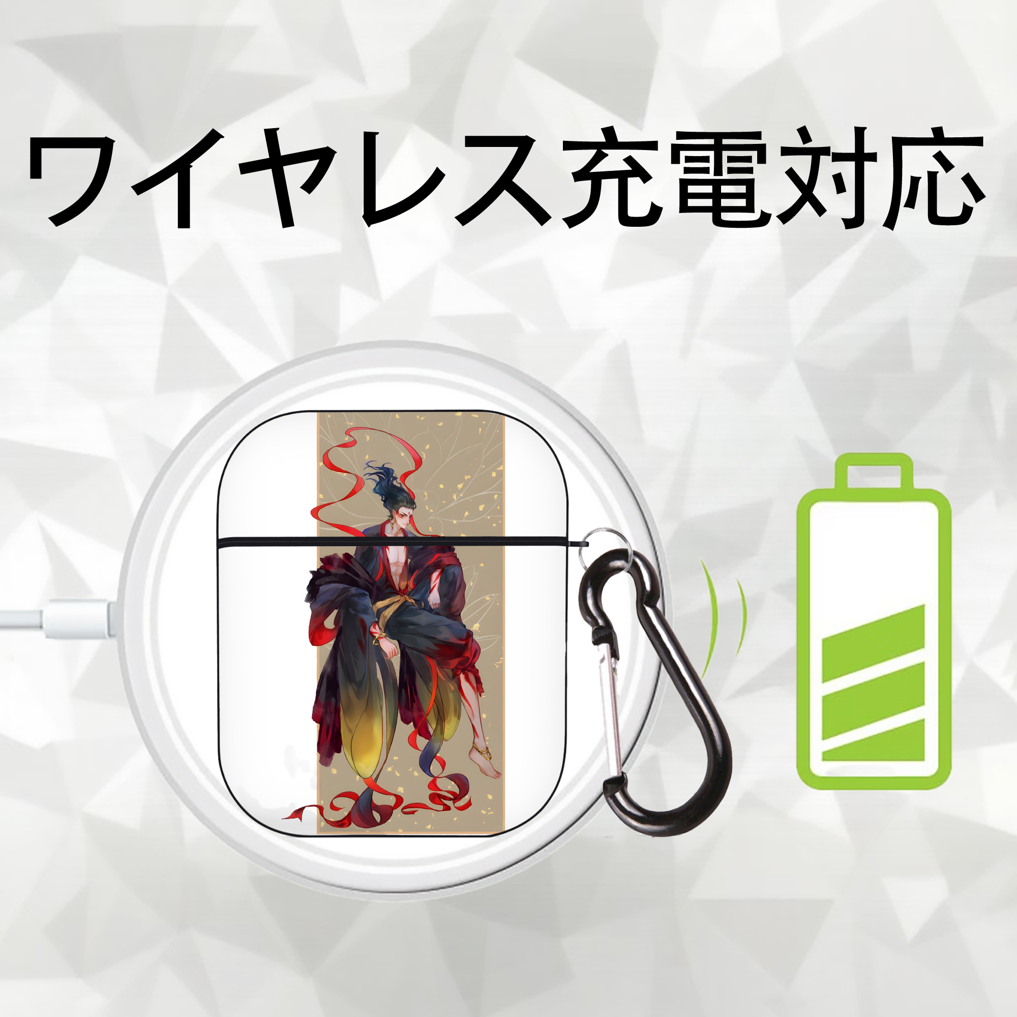 Ne Zha 2 ナタ 魔童の大暴れ AirPods 第2世代保護ケース ハードシェル ブラック 耐衝撃・防指紋・カラビナ付き