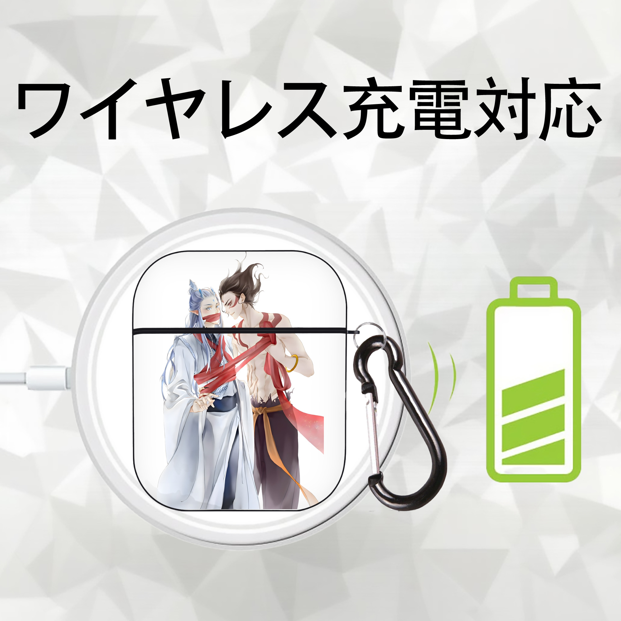 Ne Zha 2 ナタ 魔童の大暴れ AirPods 第2世代保護ケース ハードシェル ブラック 耐衝撃・防指紋・カラビナ付き