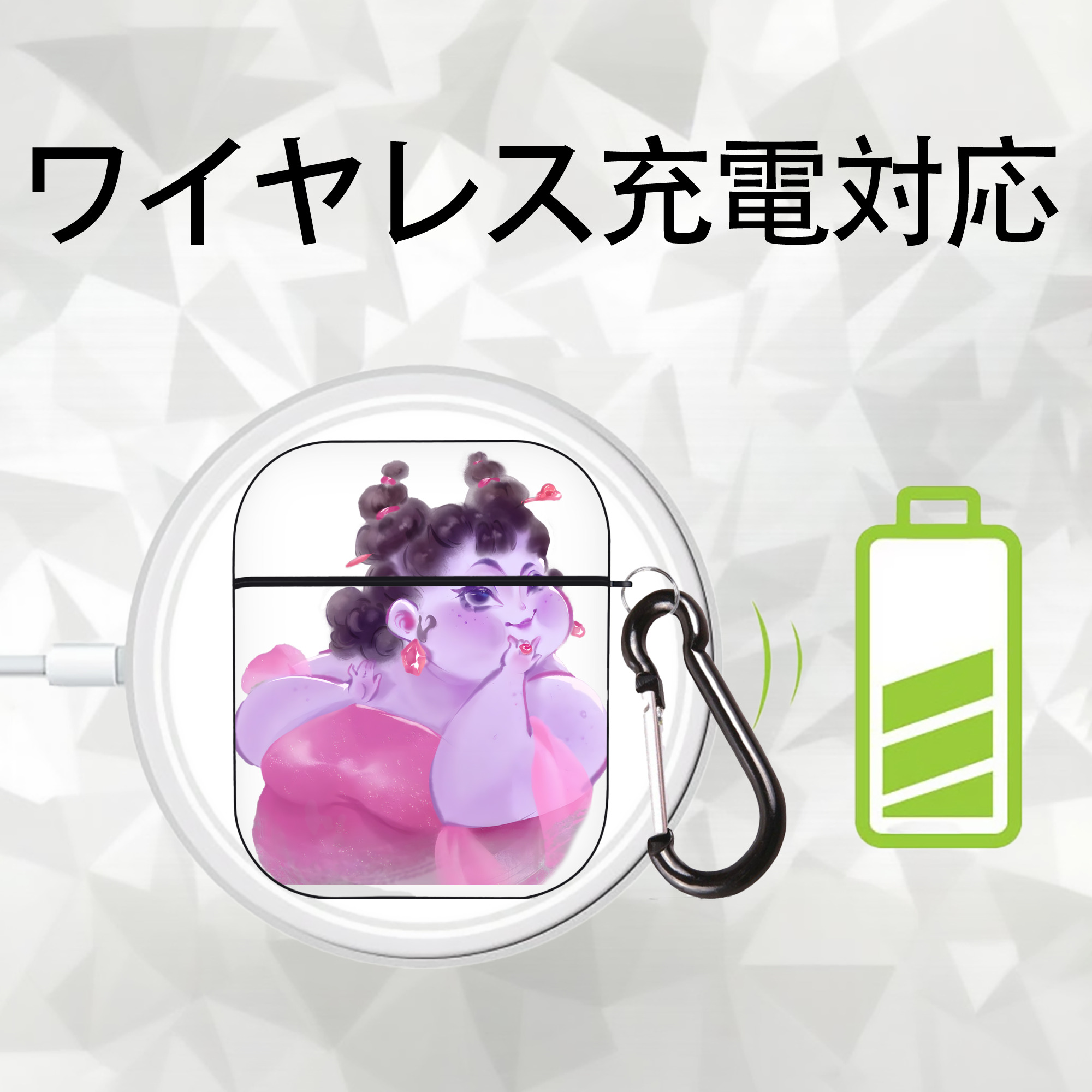 Ne Zha 2 ナタ 魔童の大暴れ AirPods 第2世代保護ケース ハードシェル ブラック 耐衝撃・防指紋・カラビナ付き