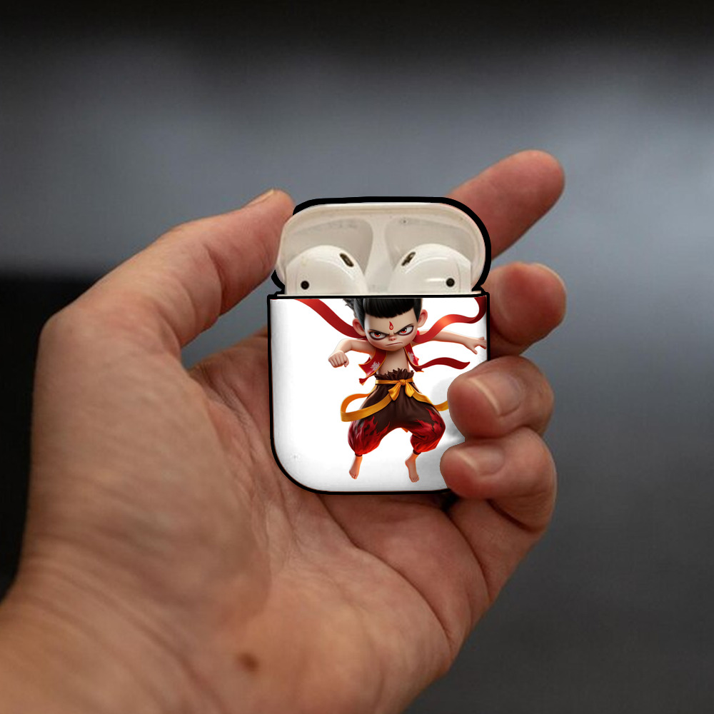 Ne Zha 2 ナタ 魔童の大暴れ AirPods 第2世代保護ケース ハードシェル ブラック 耐衝撃・防指紋・カラビナ付き