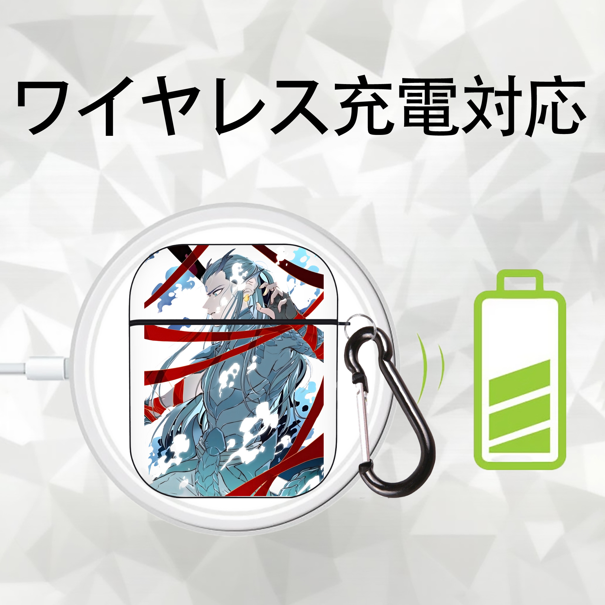 Ne Zha 2 ナタ 魔童の大暴れ AirPods 第2世代保護ケース ハードシェル ブラック 耐衝撃・防指紋・カラビナ付き