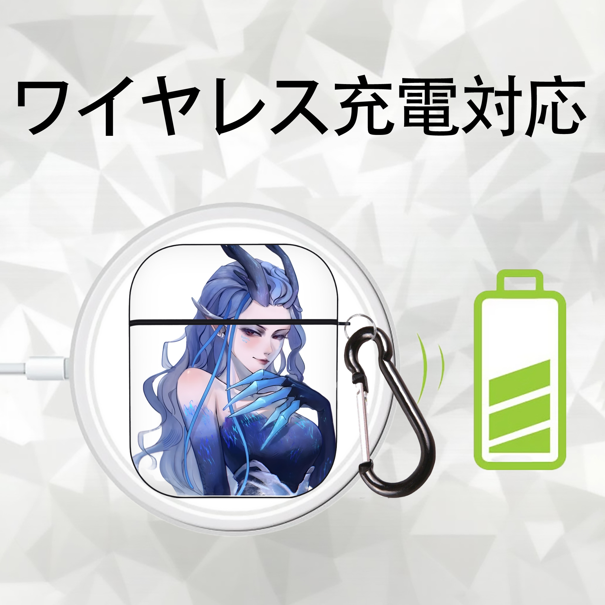 Ne Zha 2 ナタ 魔童の大暴れ AirPods 第2世代保護ケース ハードシェル ブラック 耐衝撃・防指紋・カラビナ付き