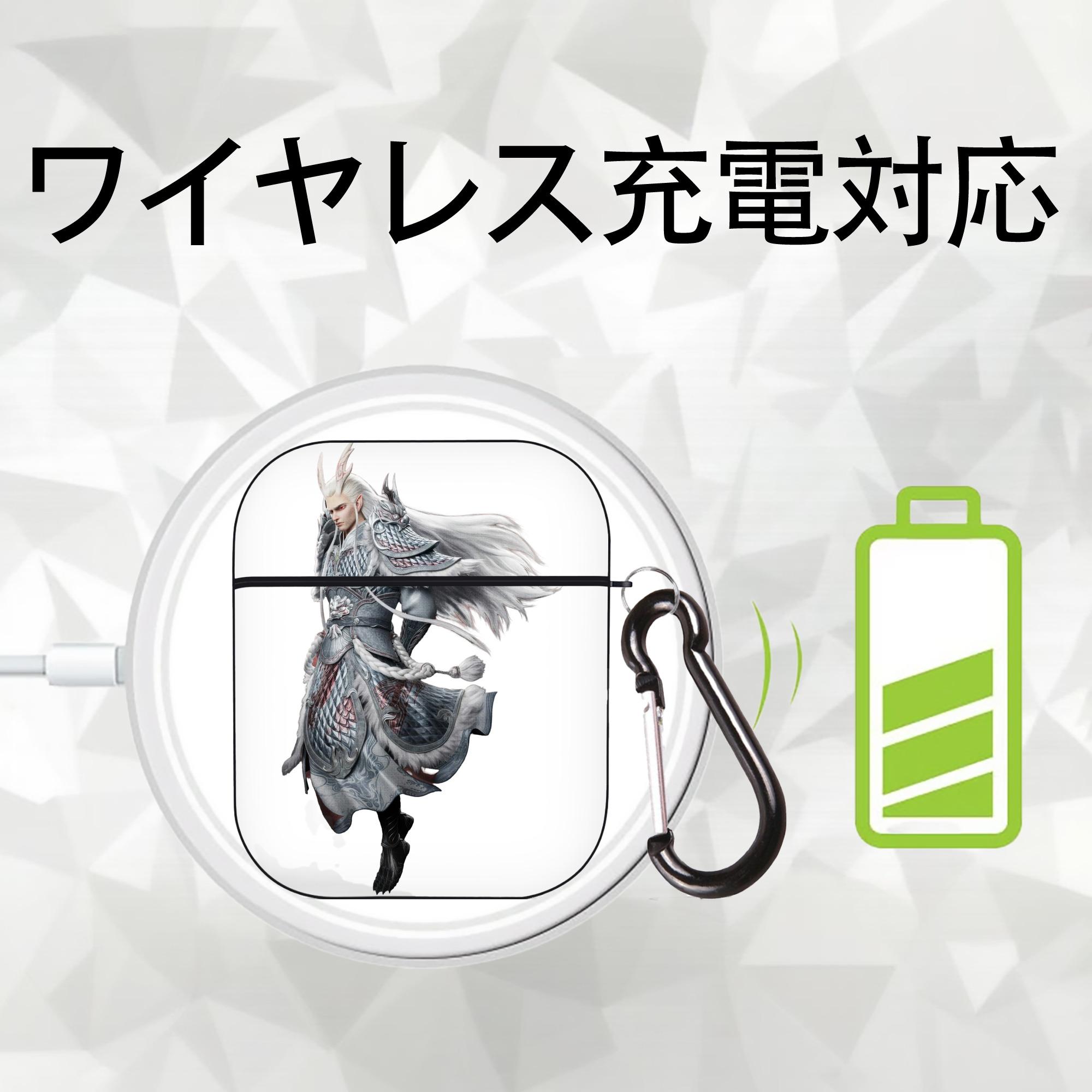 Ne Zha 2 ナタ 魔童の大暴れ AirPods 第2世代保護ケース ハードシェル ブラック 耐衝撃・防指紋・カラビナ付き