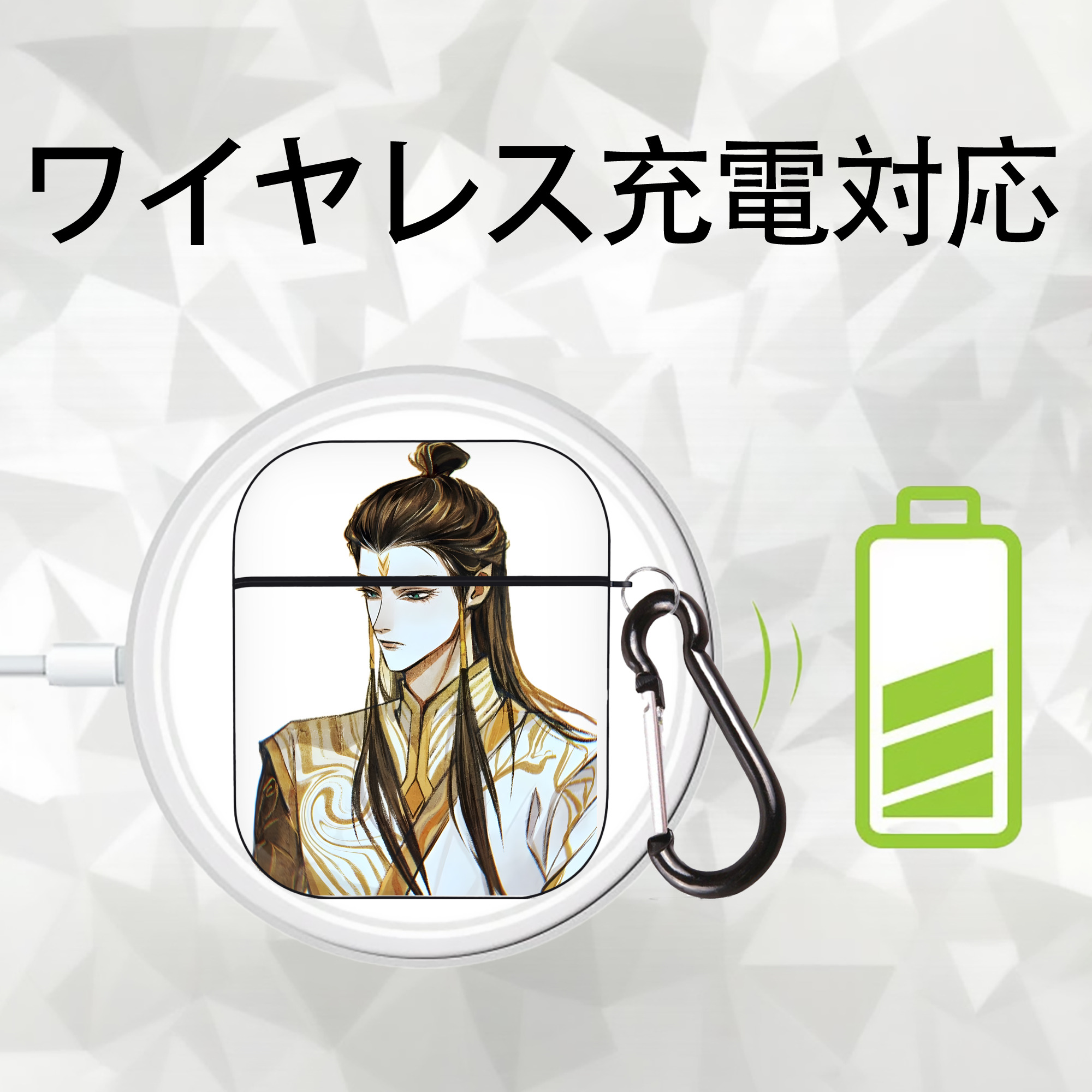 Ne Zha 2 ナタ 魔童の大暴れ AirPods 第2世代保護ケース ハードシェル ブラック 耐衝撃・防指紋・カラビナ付き