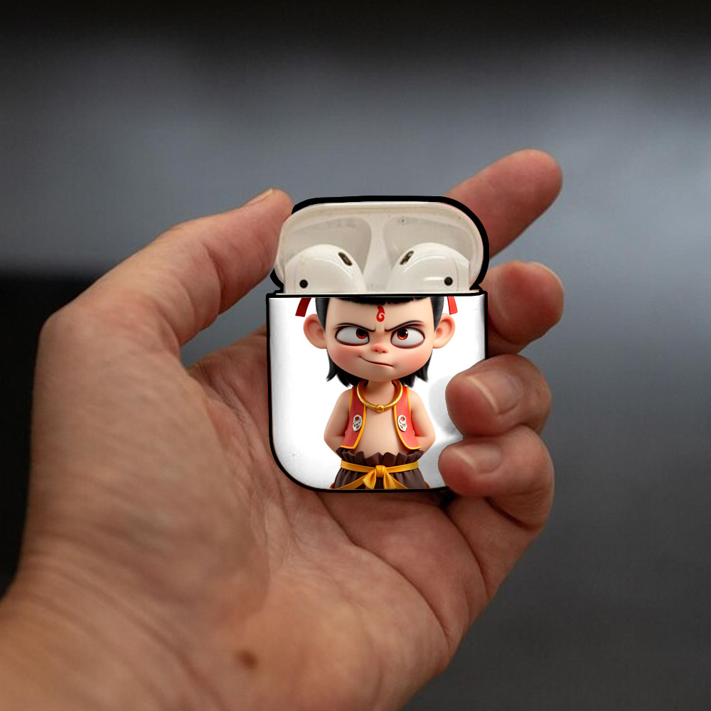 Ne Zha 2 ナタ 魔童の大暴れ AirPods 第2世代保護ケース ハードシェル ブラック 耐衝撃・防指紋・カラビナ付き