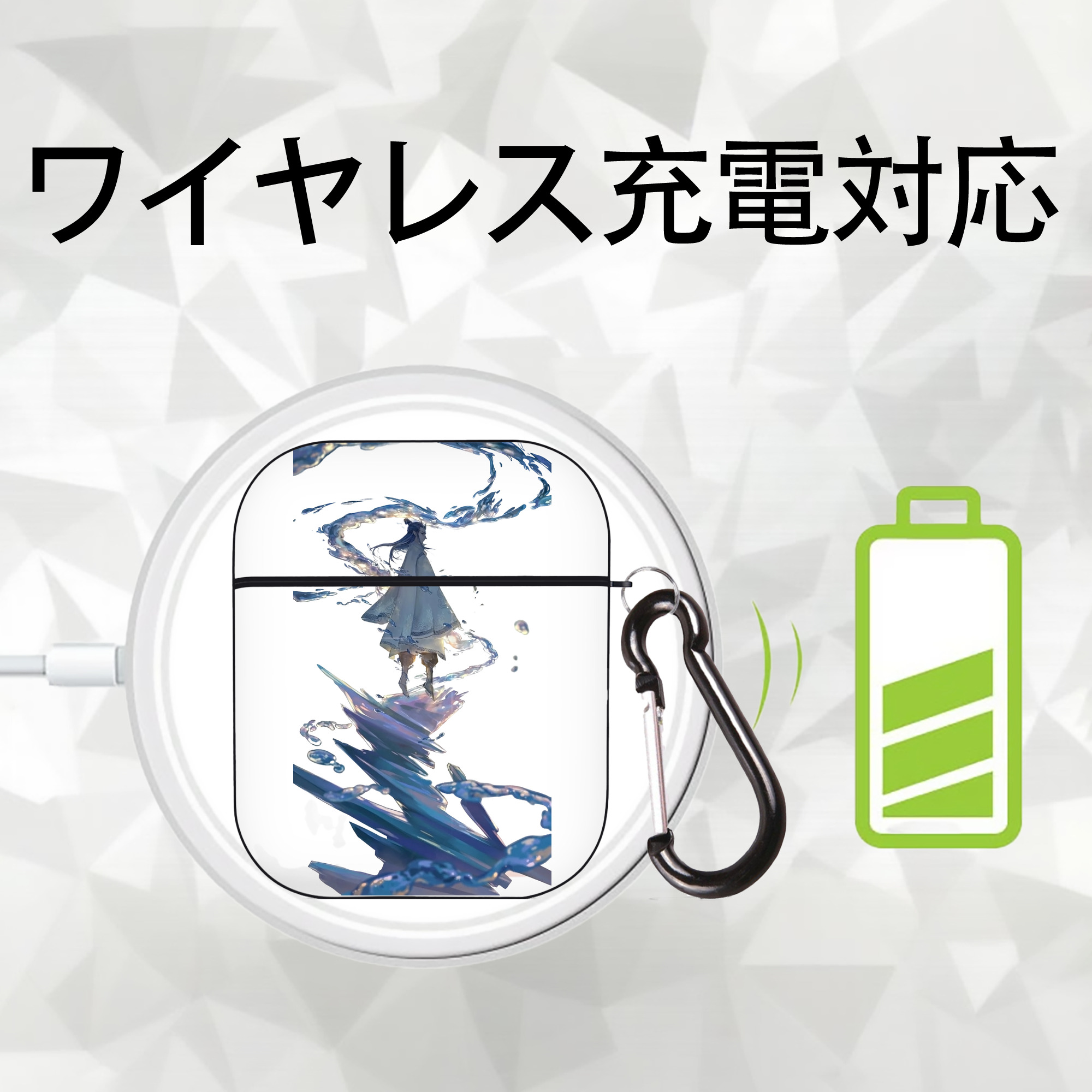 Ne Zha 2 ナタ 魔童の大暴れ AirPods 第2世代保護ケース ハードシェル ブラック 耐衝撃・防指紋・カラビナ付き