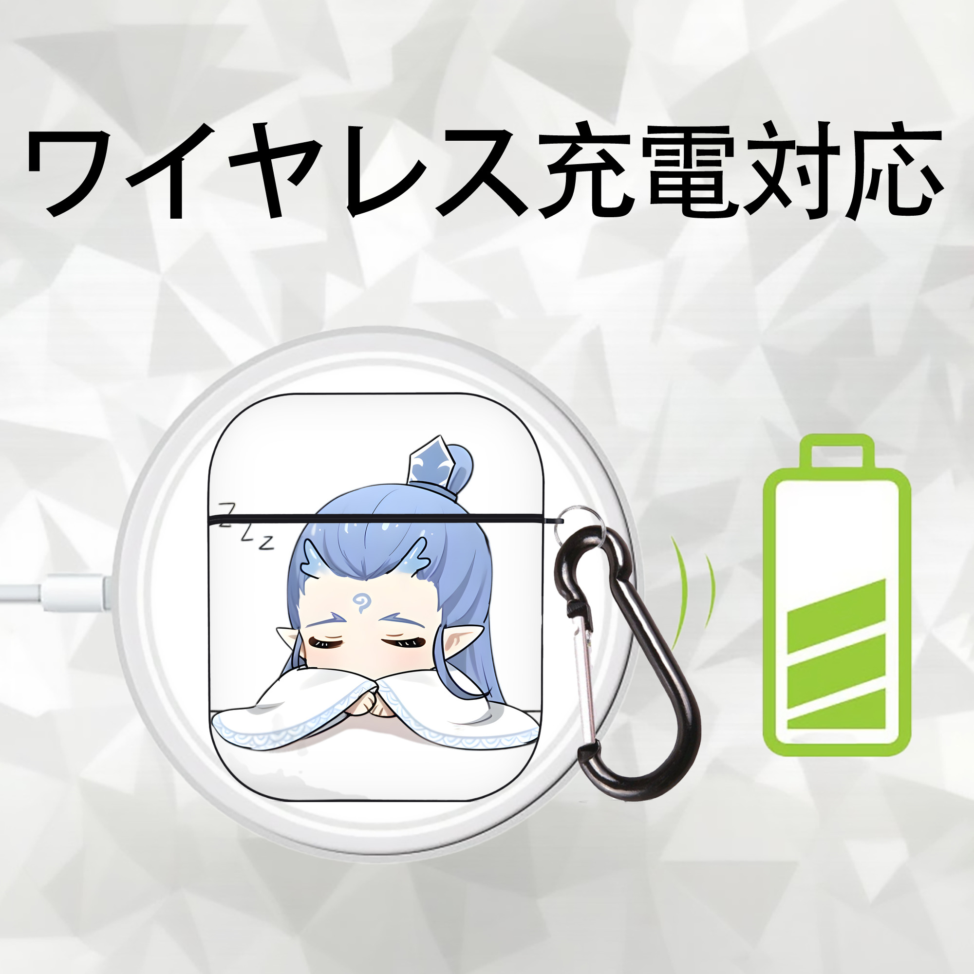 Ne Zha 2 ナタ 魔童の大暴れ AirPods 第2世代保護ケース ハードシェル ブラック 耐衝撃・防指紋・カラビナ付き
