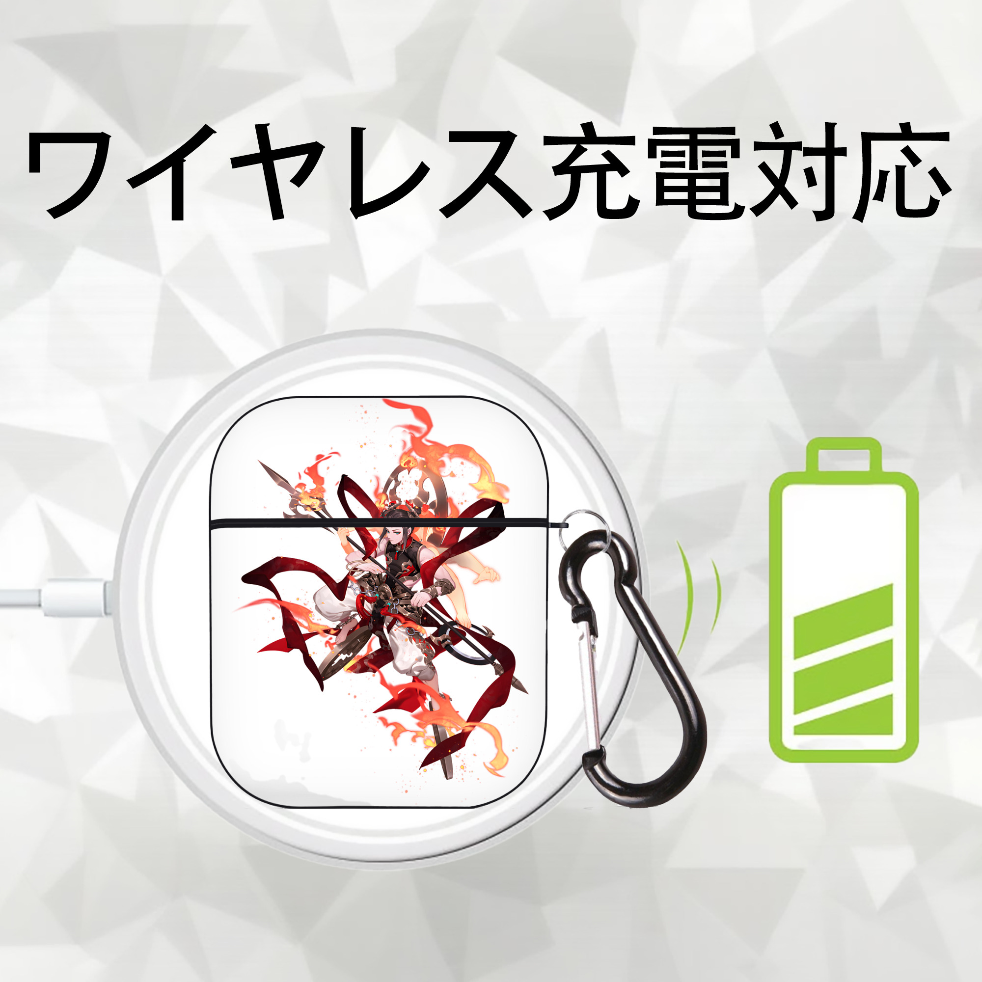 Ne Zha 2 ナタ 魔童の大暴れ AirPods 第2世代保護ケース ハードシェル ブラック 耐衝撃・防指紋・カラビナ付き