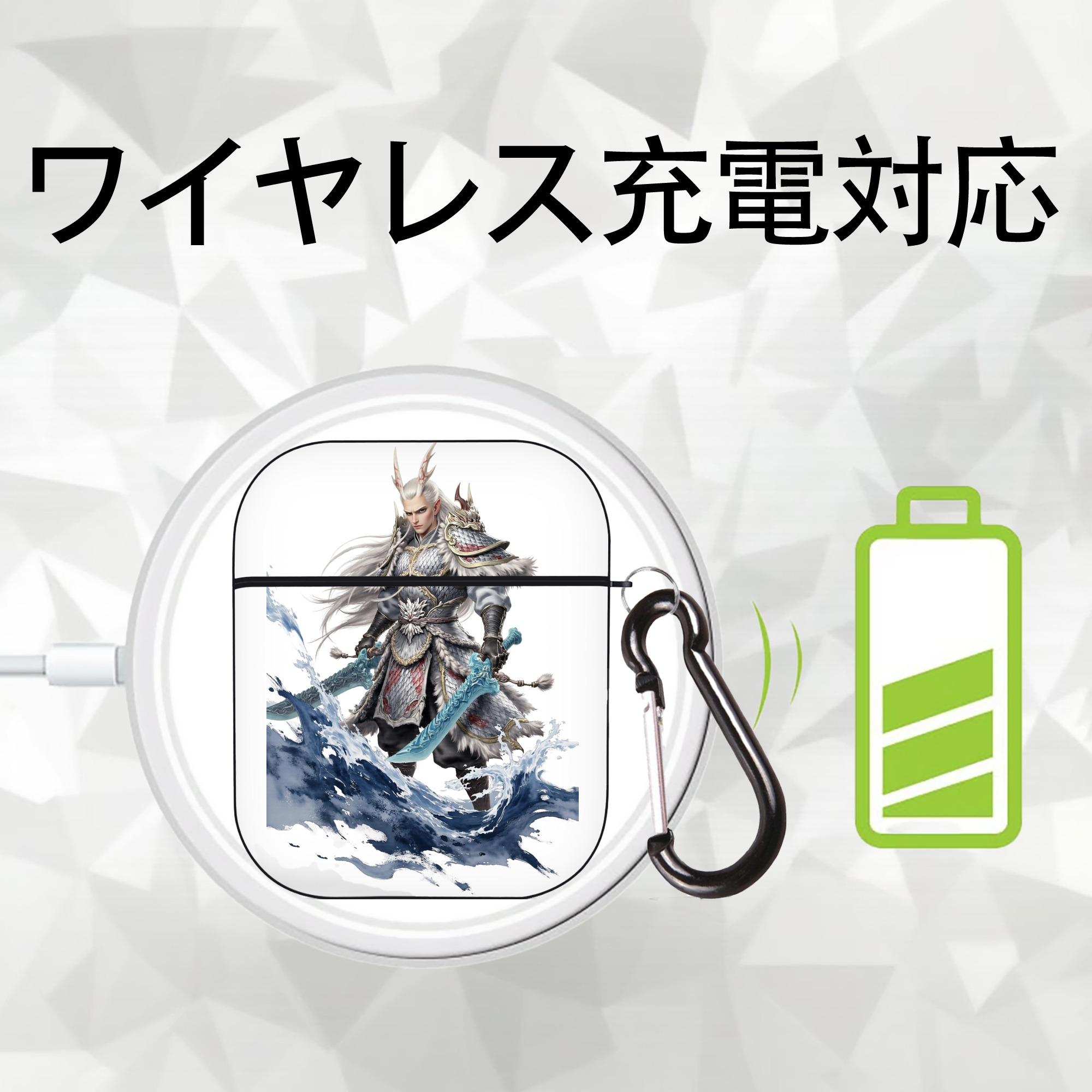 Ne Zha 2 ナタ 魔童の大暴れ AirPods 第2世代保護ケース ハードシェル ブラック 耐衝撃・防指紋・カラビナ付き