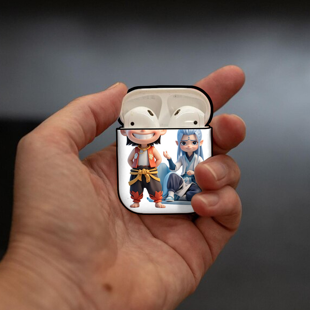 Ne Zha 2 ナタ 魔童の大暴れ AirPods 第2世代保護ケース ハードシェル ブラック 耐衝撃・防指紋・カラビナ付き