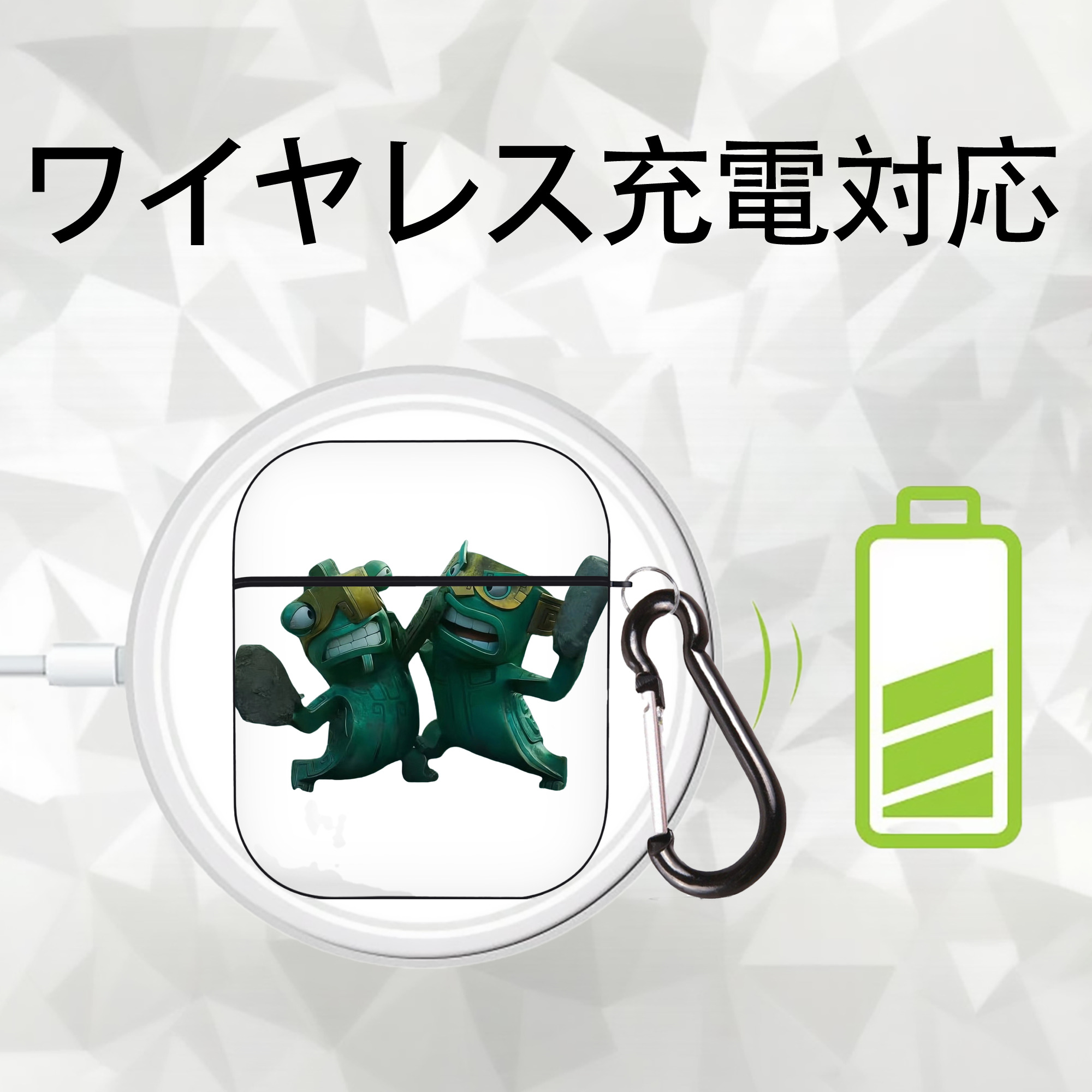 Ne Zha 2 ナタ 魔童の大暴れ AirPods 第2世代保護ケース ハードシェル ブラック 耐衝撃・防指紋・カラビナ付き