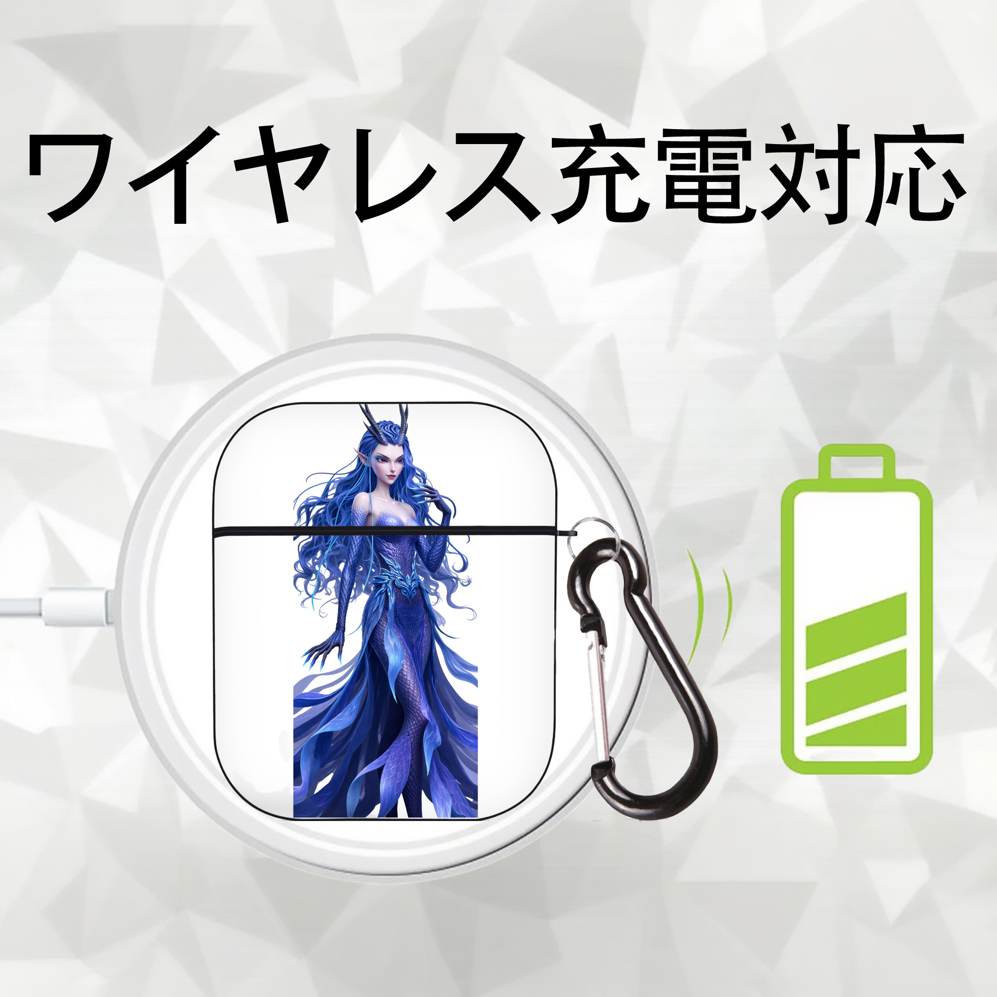 Ne Zha 2 ナタ 魔童の大暴れ AirPods 第2世代保護ケース ハードシェル ブラック 耐衝撃・防指紋・カラビナ付き
