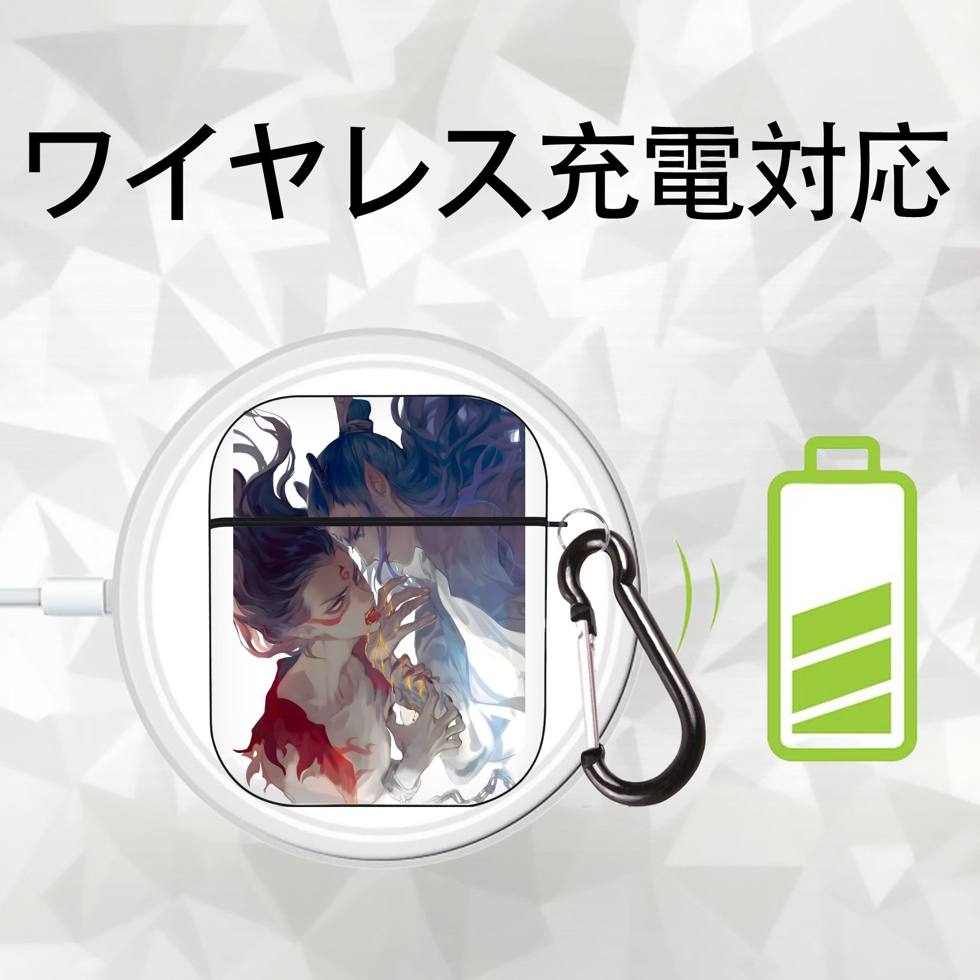 Ne Zha 2 ナタ 魔童の大暴れ AirPods 第2世代保護ケース ハードシェル ブラック 耐衝撃・防指紋・カラビナ付き