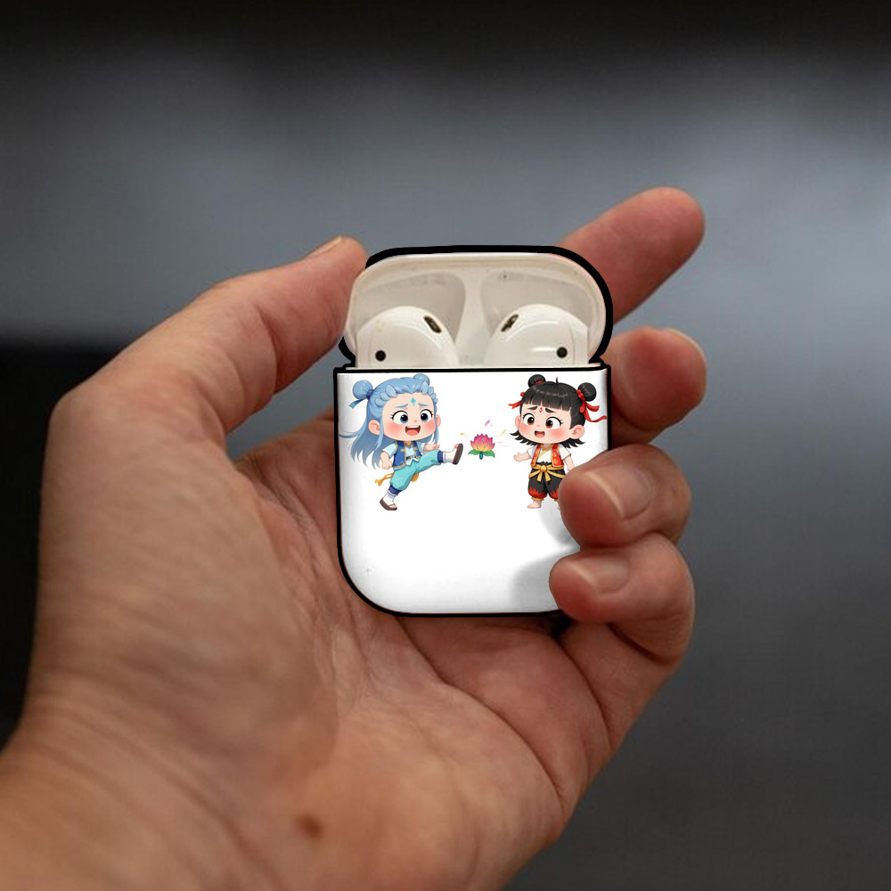 Ne Zha 2 ナタ 魔童の大暴れ AirPods 第2世代保護ケース ハードシェル ブラック 耐衝撃・防指紋・カラビナ付き