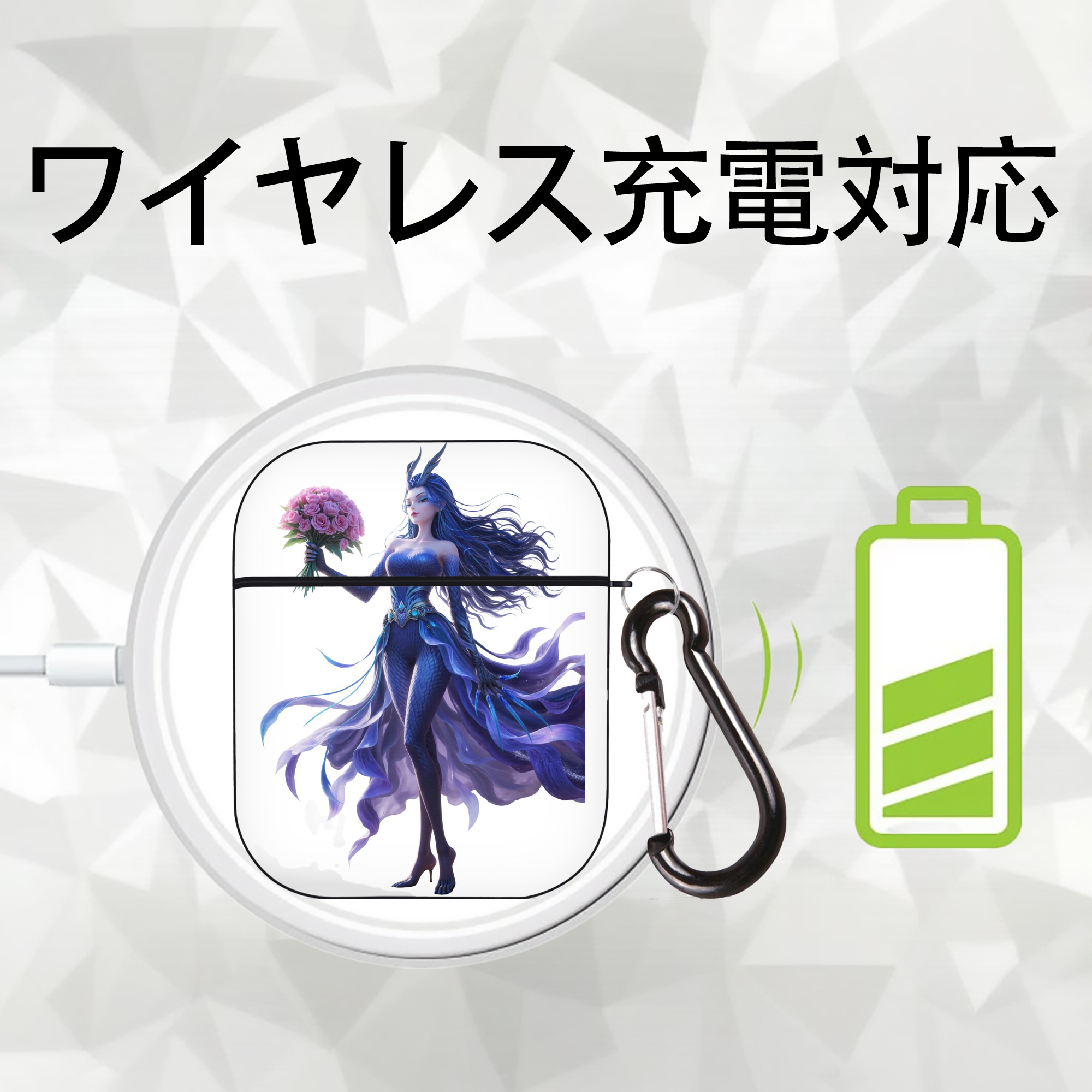 Ne Zha 2 ナタ 魔童の大暴れ AirPods 第2世代保護ケース ハードシェル ブラック 耐衝撃・防指紋・カラビナ付き