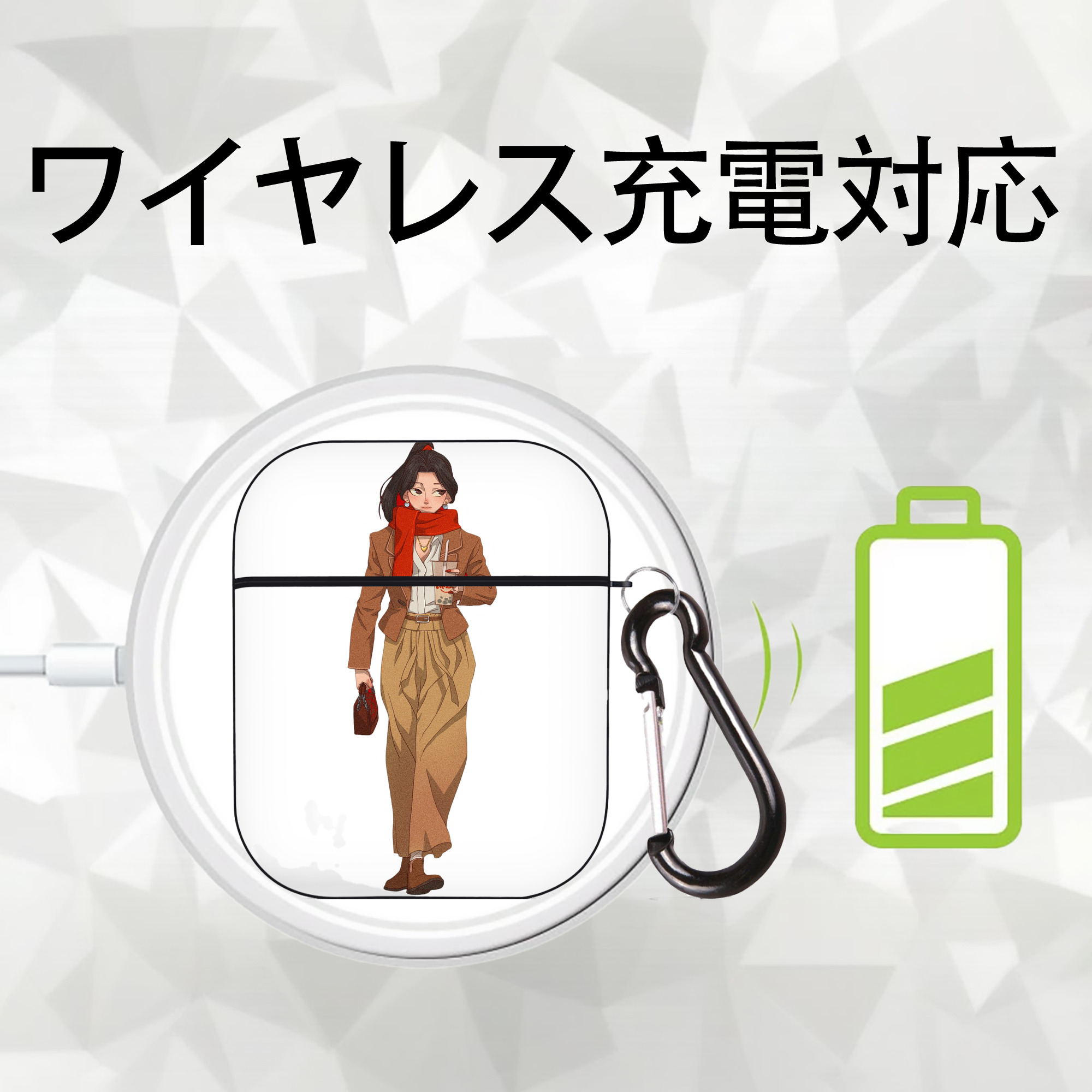 Ne Zha 2 ナタ 魔童の大暴れ AirPods 第2世代保護ケース ハードシェル ブラック 耐衝撃・防指紋・カラビナ付き