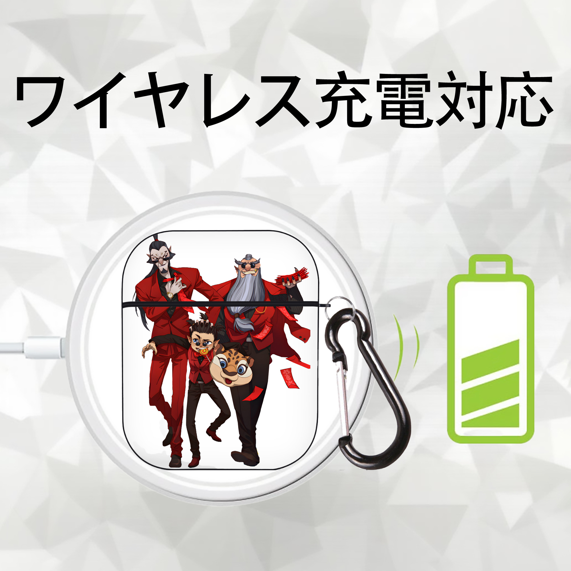 Ne Zha 2 ナタ 魔童の大暴れ AirPods 第2世代保護ケース ハードシェル ブラック 耐衝撃・防指紋・カラビナ付き
