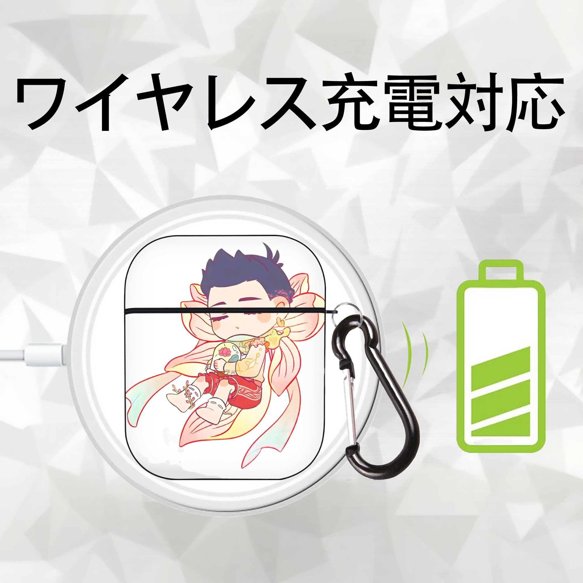 Ne Zha 2 ナタ 魔童の大暴れ AirPods 第2世代保護ケース ハードシェル ブラック 耐衝撃・防指紋・カラビナ付き