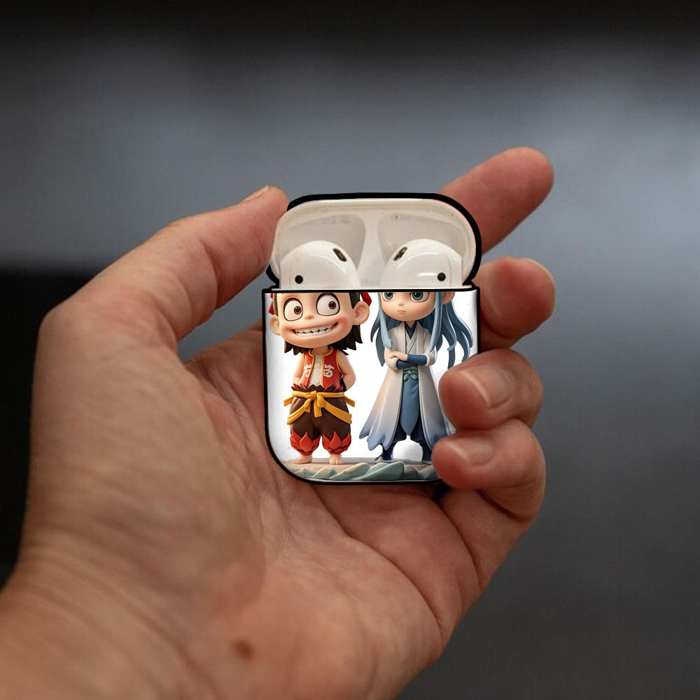 Ne Zha 2 ナタ 魔童の大暴れ AirPods 第2世代保護ケース ハードシェル ブラック 耐衝撃・防指紋・カラビナ付き