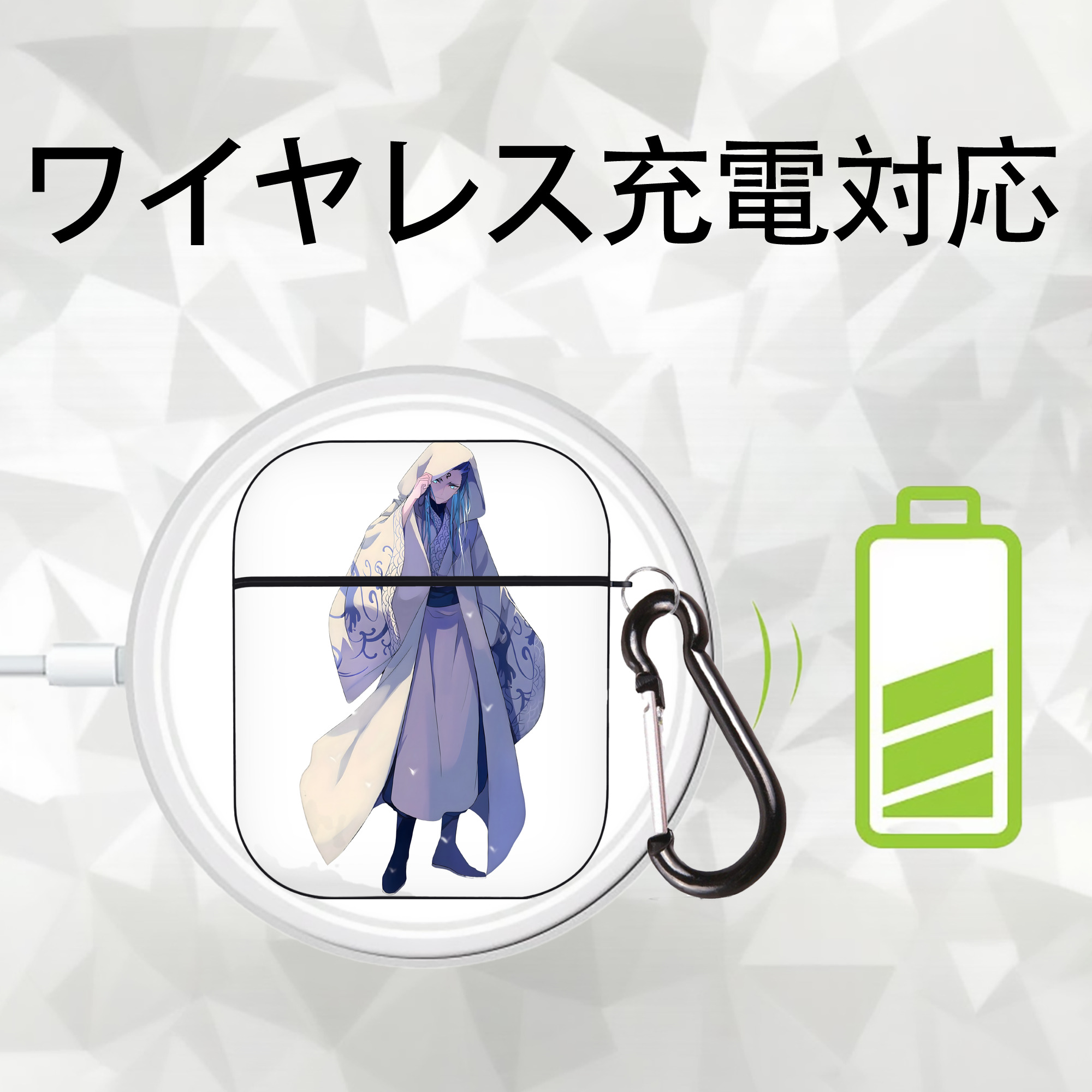 Ne Zha 2 ナタ 魔童の大暴れ AirPods 第2世代保護ケース ハードシェル ブラック 耐衝撃・防指紋・カラビナ付き