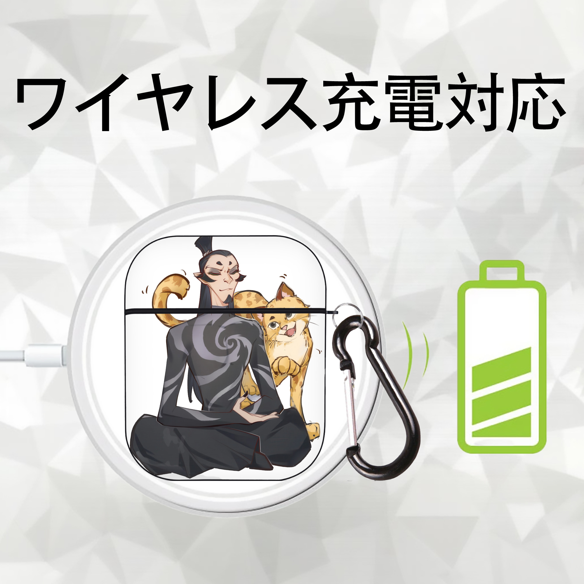 Ne Zha 2 ナタ 魔童の大暴れ AirPods 第2世代保護ケース ハードシェル ブラック 耐衝撃・防指紋・カラビナ付き