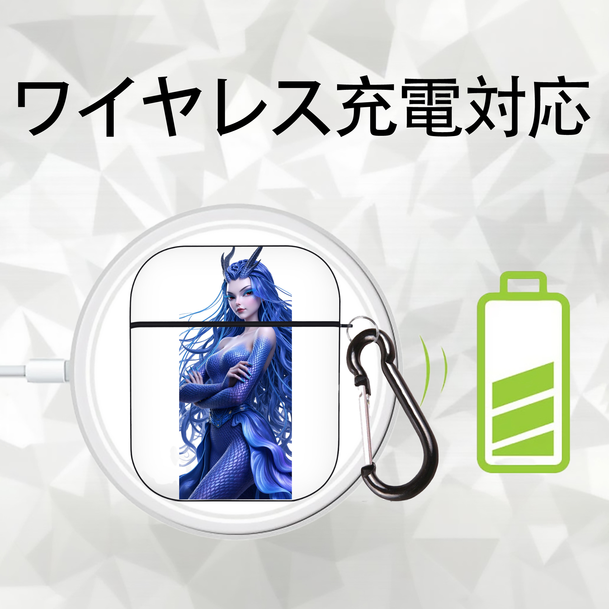 Ne Zha 2 ナタ 魔童の大暴れ AirPods 第2世代保護ケース ハードシェル ブラック 耐衝撃・防指紋・カラビナ付き