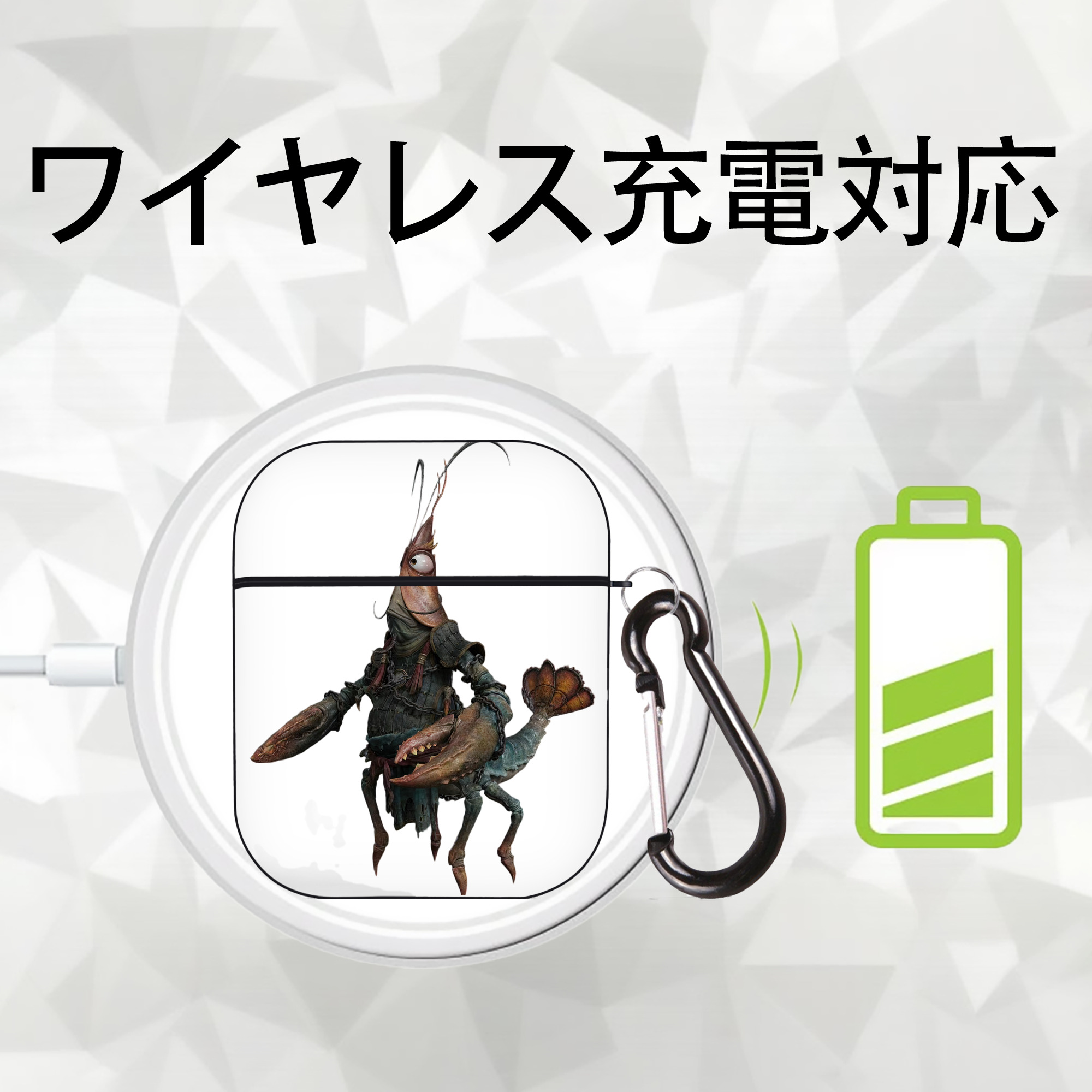 Ne Zha 2 ナタ 魔童の大暴れ AirPods 第2世代保護ケース ハードシェル ブラック 耐衝撃・防指紋・カラビナ付き