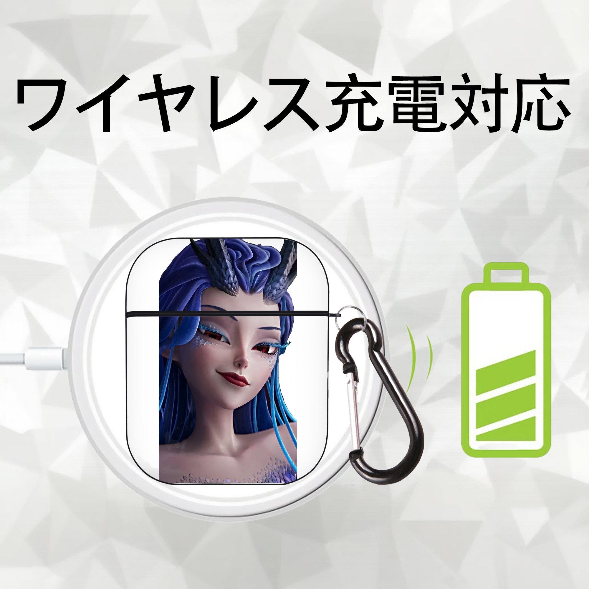 Ne Zha 2 ナタ 魔童の大暴れ AirPods 第2世代保護ケース ハードシェル ブラック 耐衝撃・防指紋・カラビナ付き