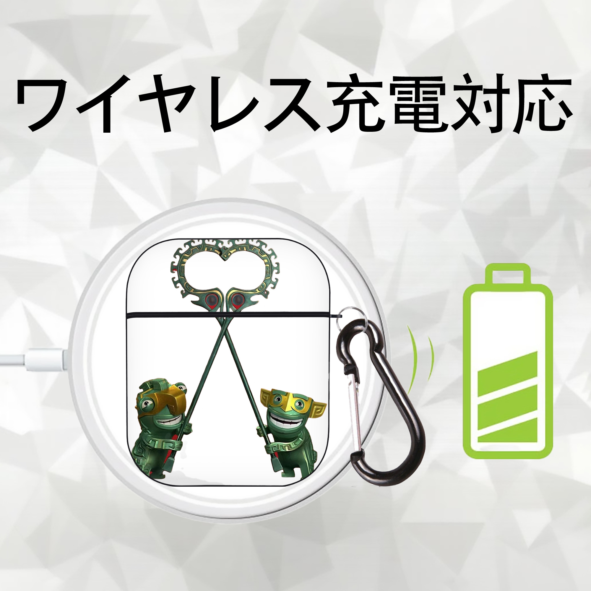 Ne Zha 2 ナタ 魔童の大暴れ AirPods 第2世代保護ケース ハードシェル ブラック 耐衝撃・防指紋・カラビナ付き